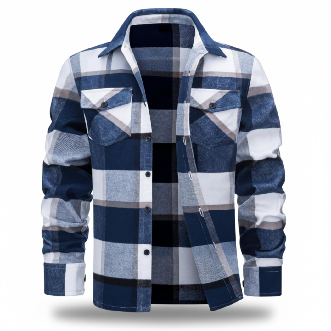 Classic Plaid Shirt With Button Closure For Men