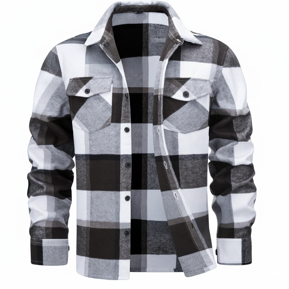 Classic Plaid Shirt With Button Closure For Men