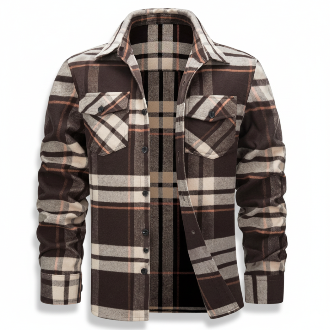 Classic Plaid Shirt With Button Closure For Men