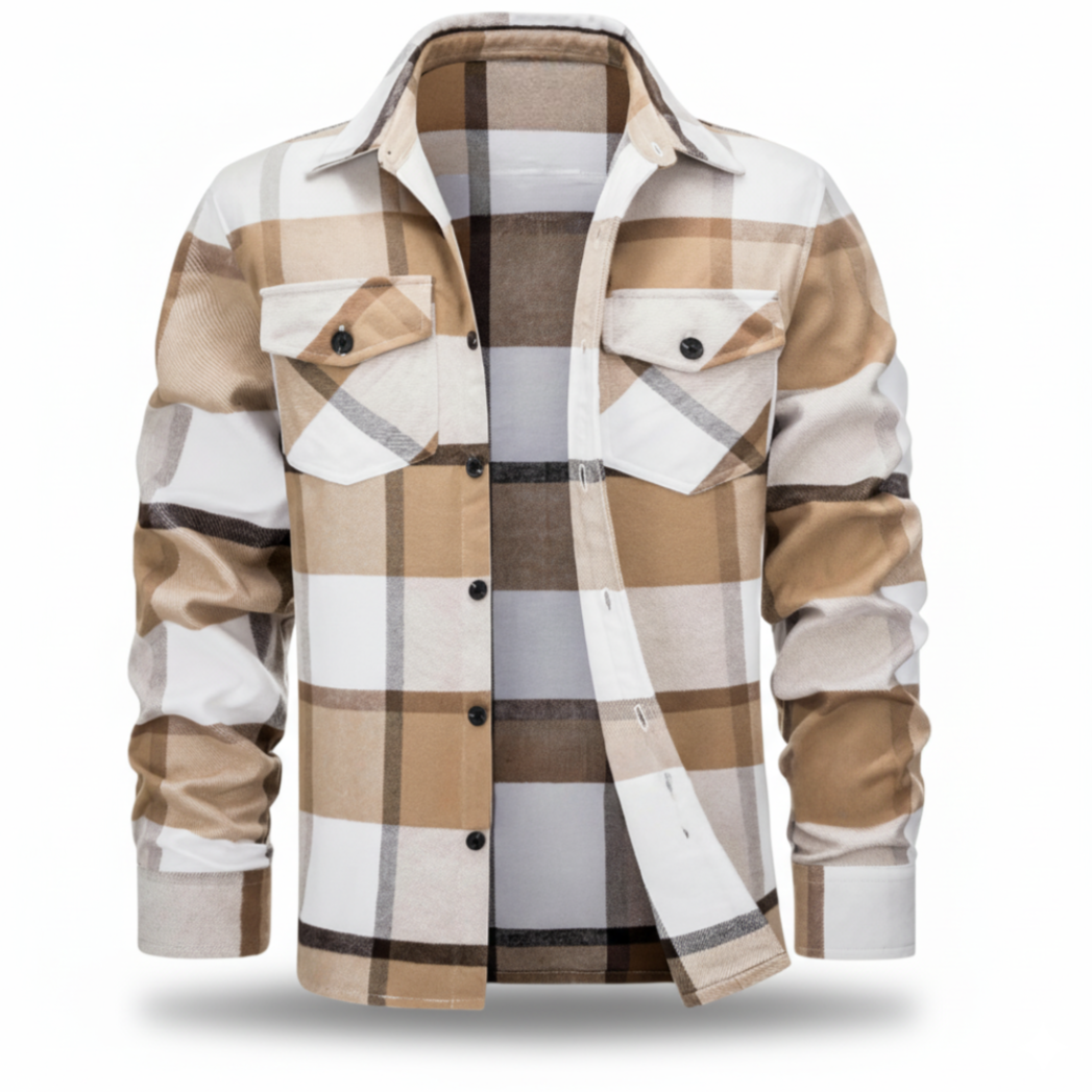 Classic Plaid Shirt With Button Closure For Men