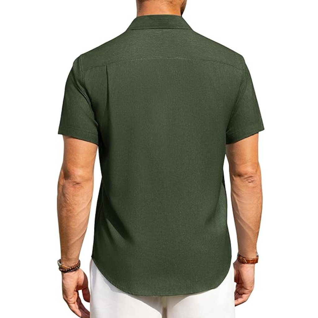 Short Sleeve Button Down Casual Wrinkle Shirts For Men
