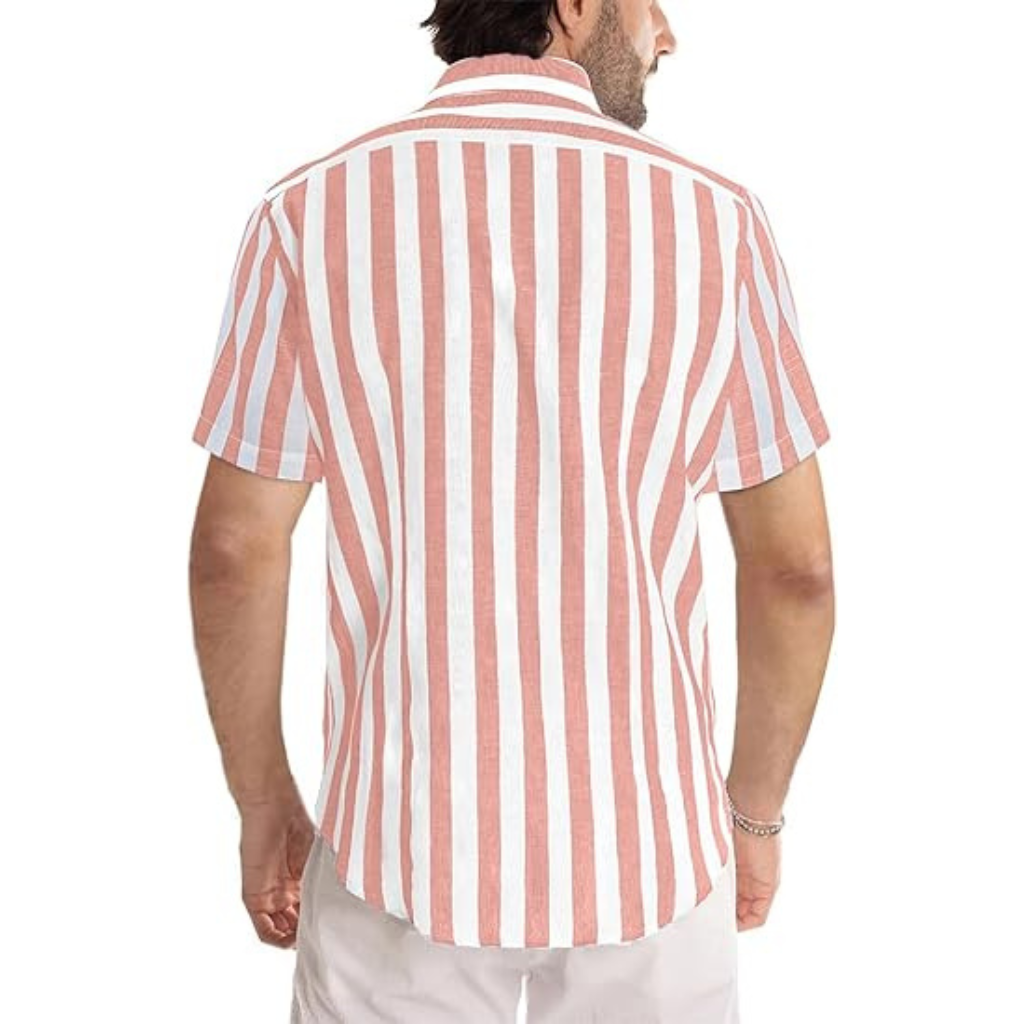 Casual Striped Design Short Sleeve Shirts For Men
