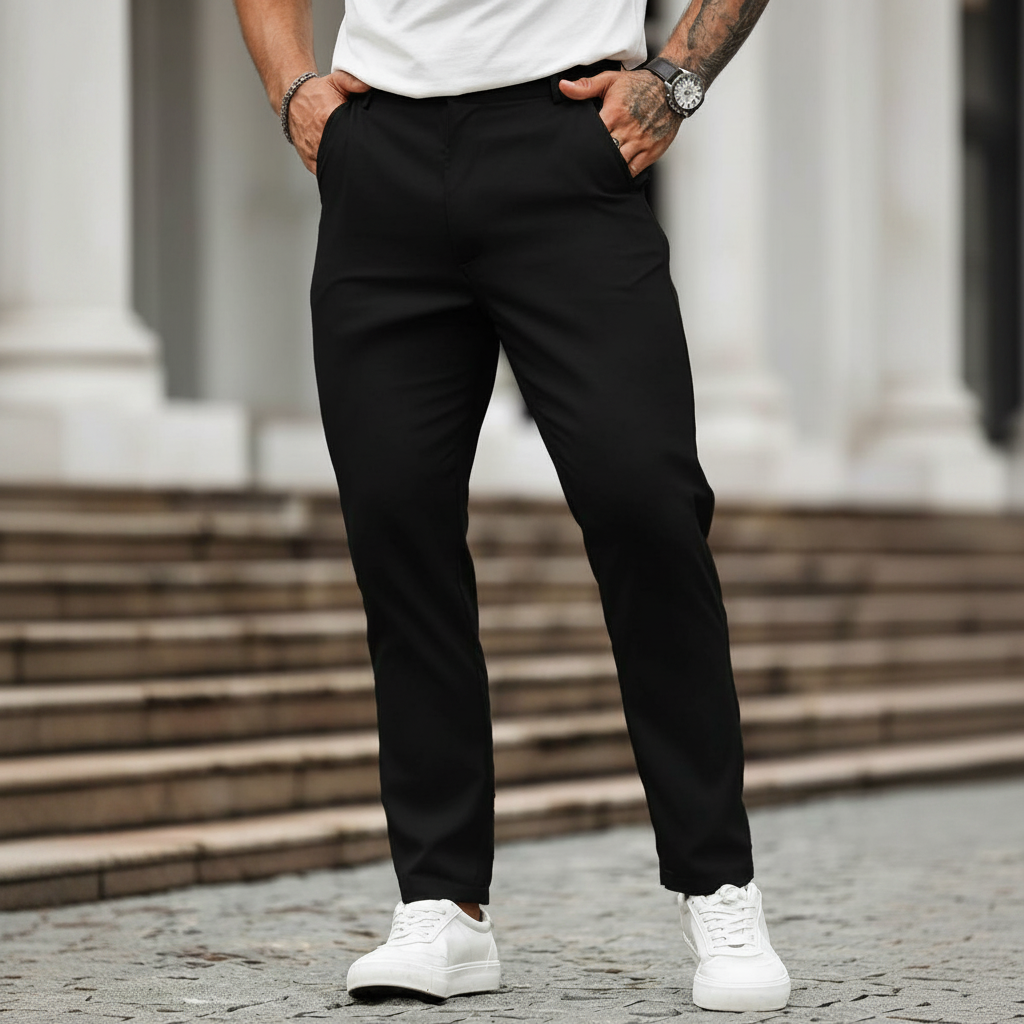 Casual Solid Color Pocket Suit Pants