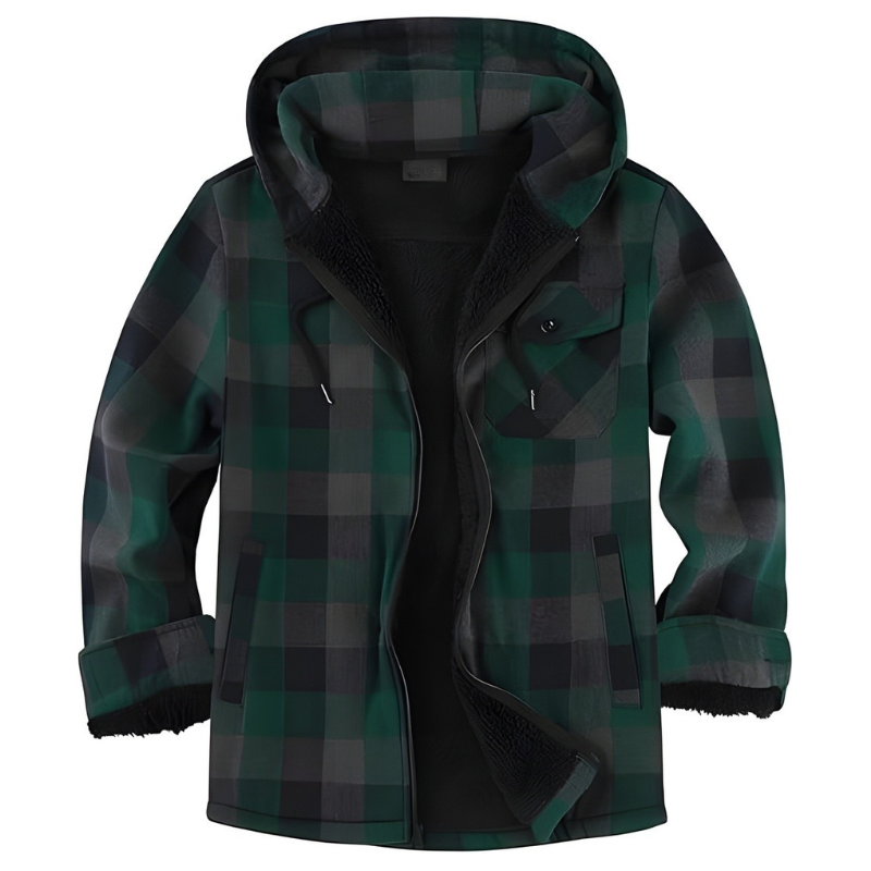 Men Flannel Plaid Jacket Warm Sherpa Lined Fleece Hoodies for Men Zip Up Thick Jackets Winter Coat with Pocket