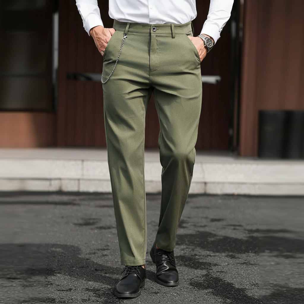 Casual Solid Color Pocket Suit Pants