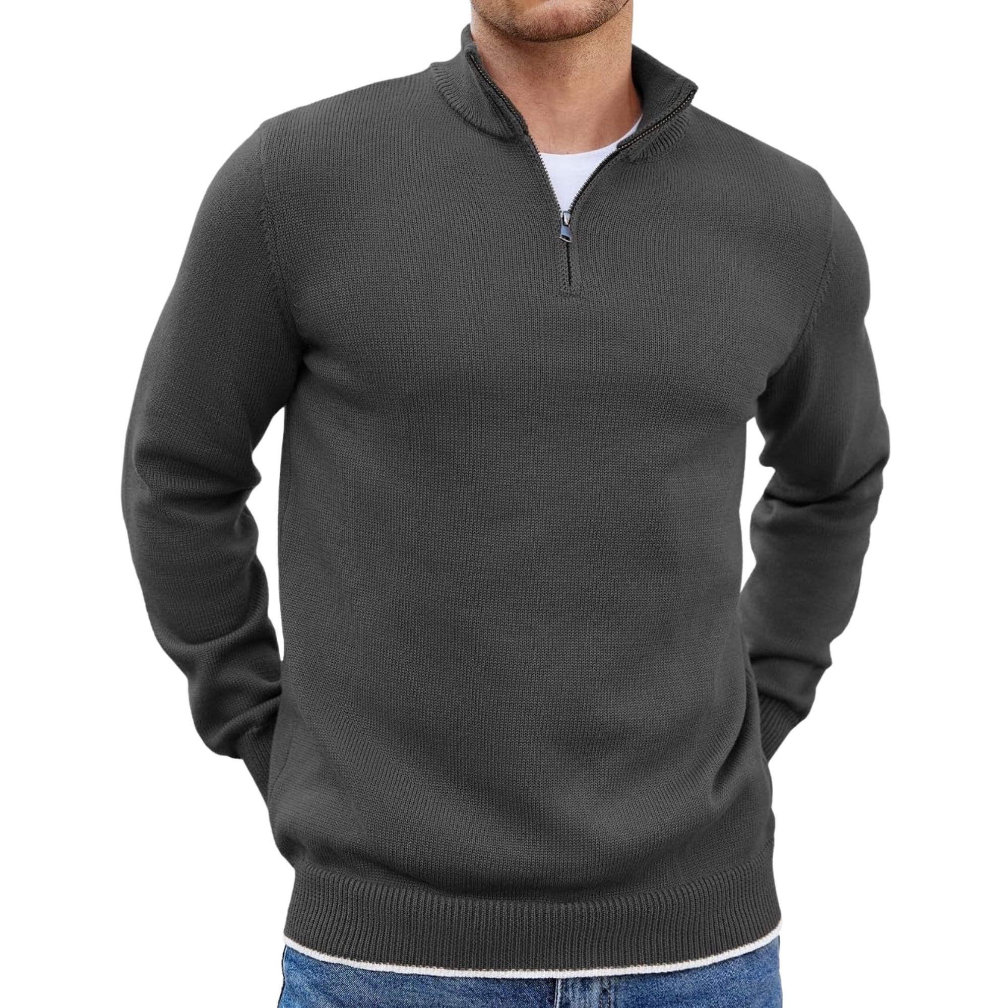 Quarter Zip Lightweight Knit Pullover Sweater