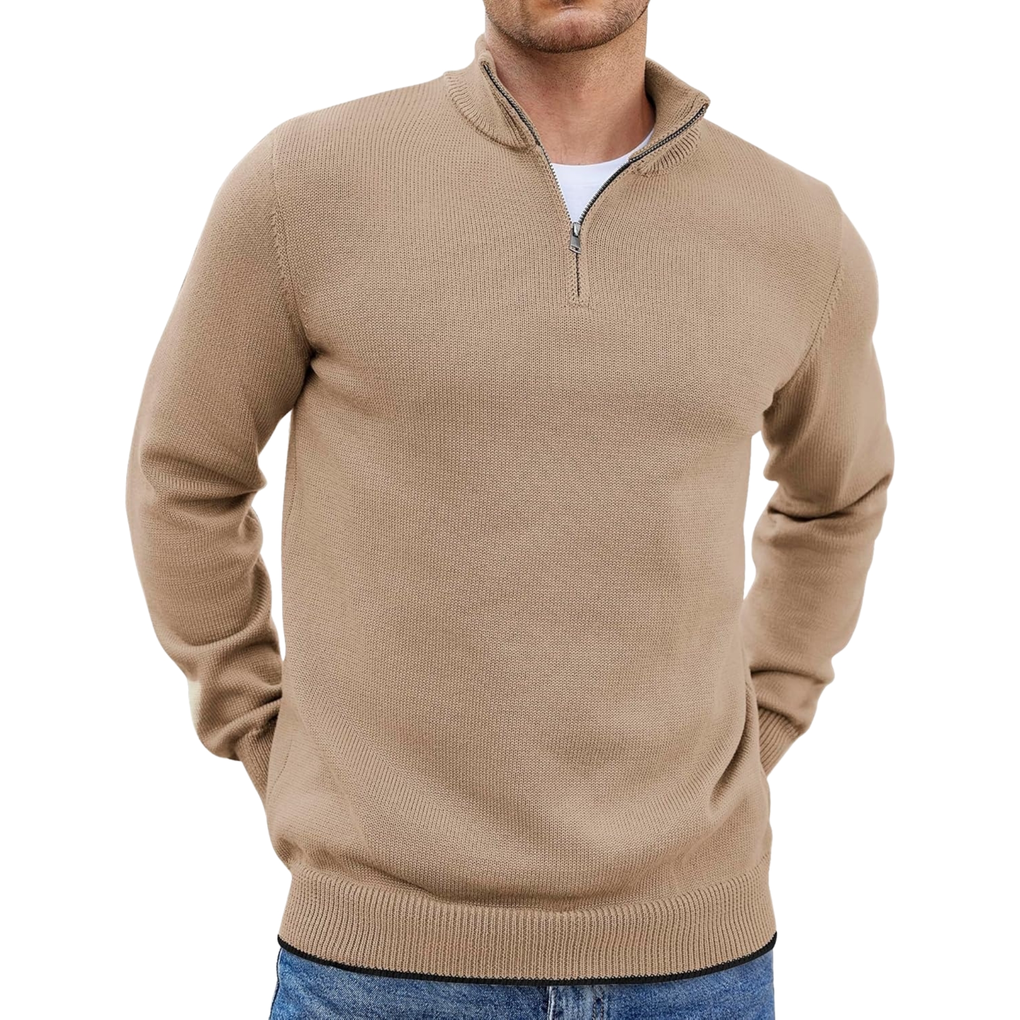 Quarter Zip Lightweight Knit Pullover Sweater