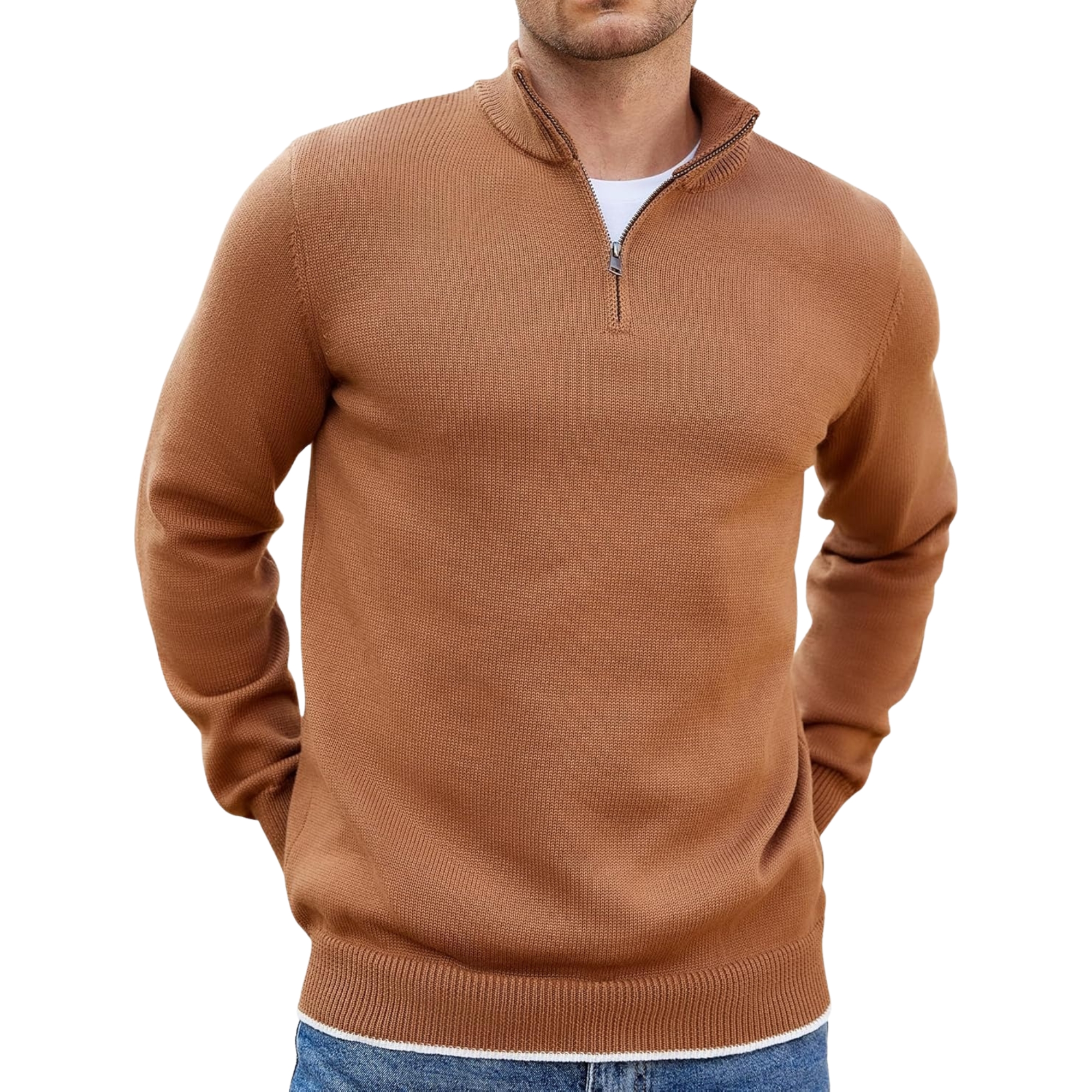Quarter Zip Lightweight Knit Pullover Sweater