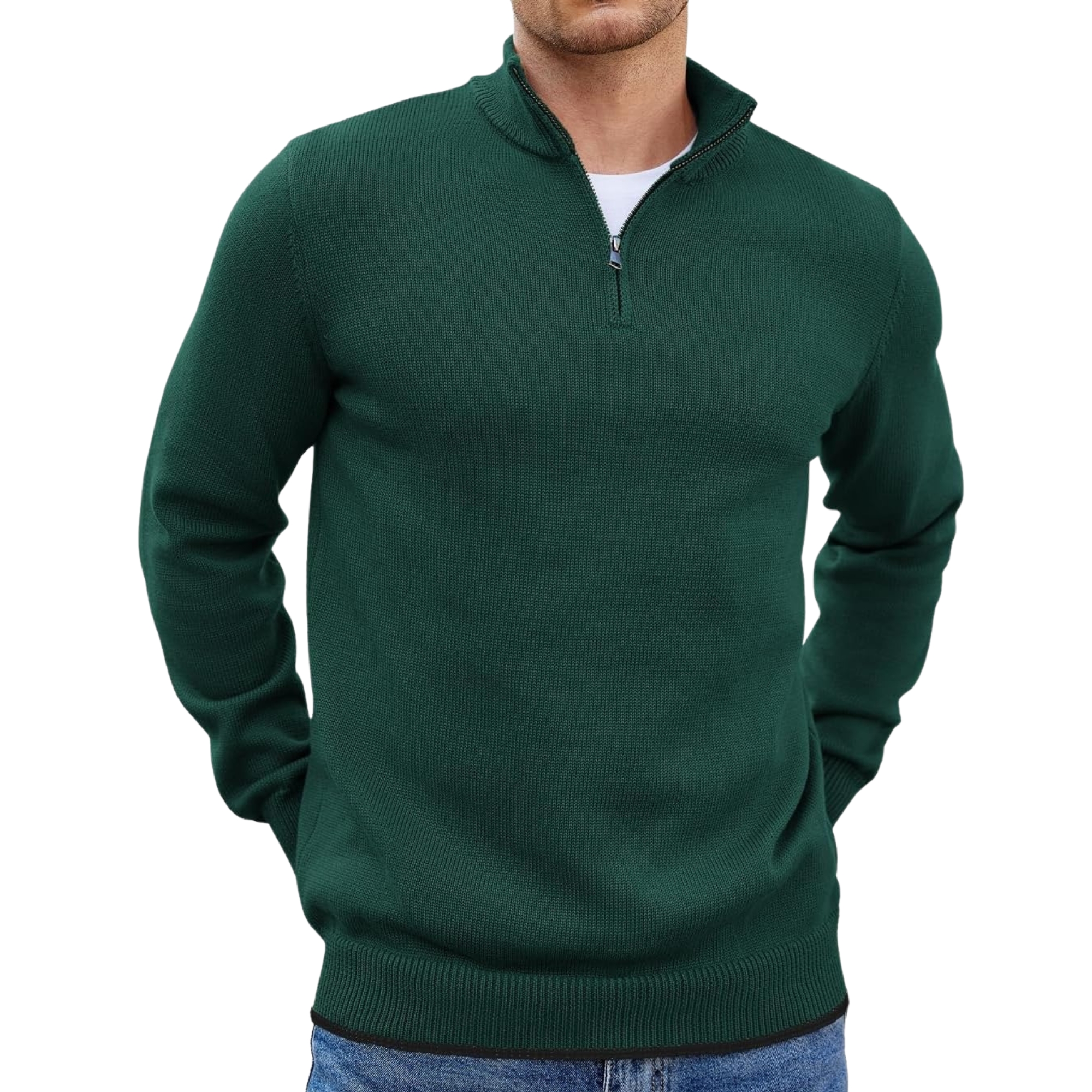 Quarter Zip Lightweight Knit Pullover Sweater