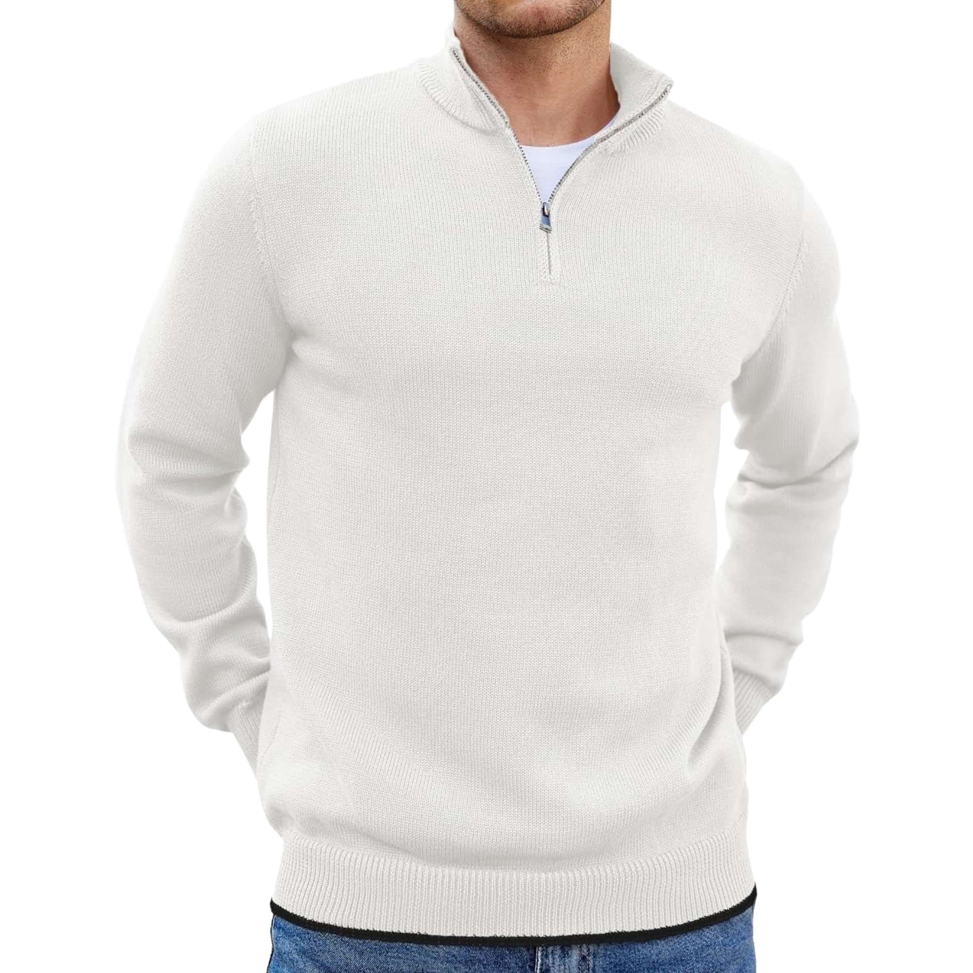 Quarter Zip Lightweight Knit Pullover Sweater