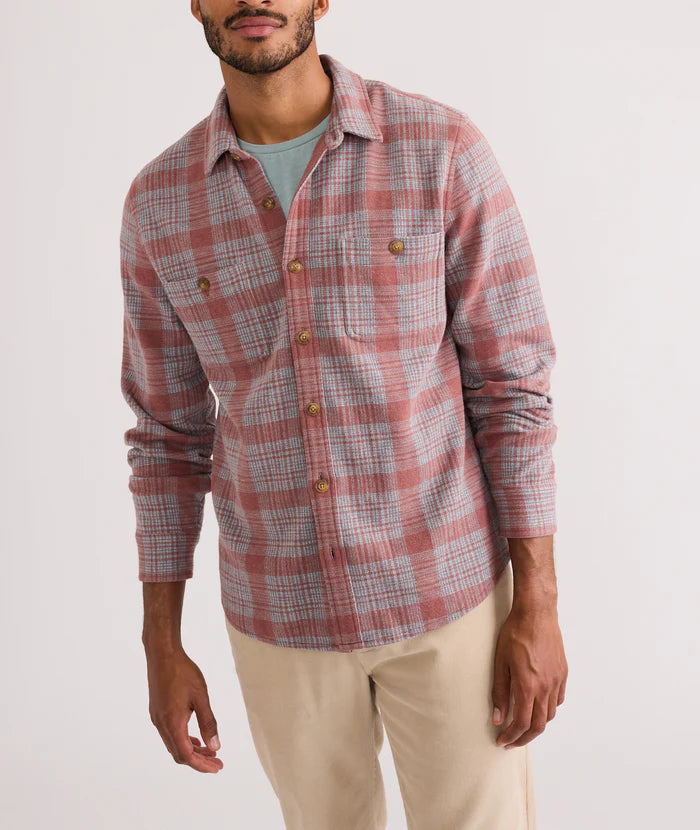 Stretch Twill Plaid Button Up Shirt With Pockets