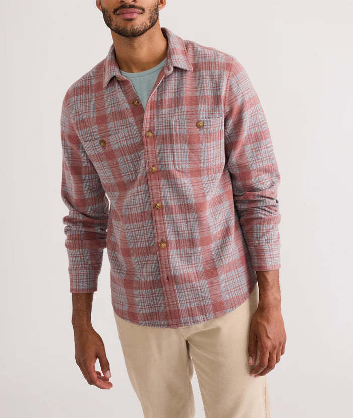 Stretch Twill Plaid Button Up Shirt With Pockets