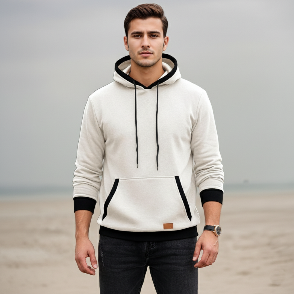 Fashion Long Sleeve Drawstring Fleece Pullover Hoodie With Pockets