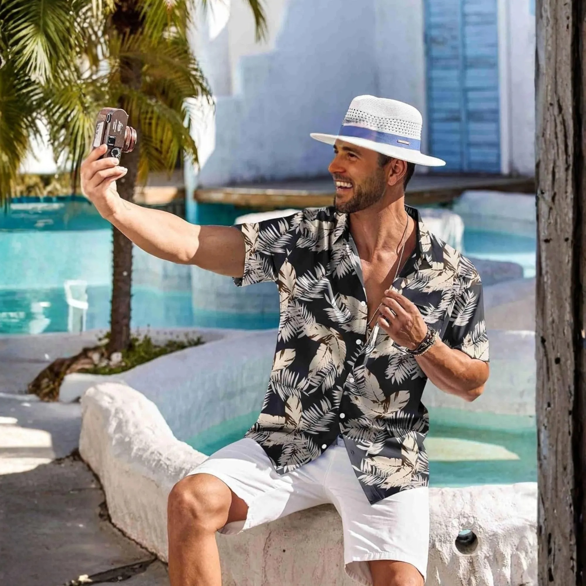 Floral Tropical Beach Short Sleeve Short Shirt 