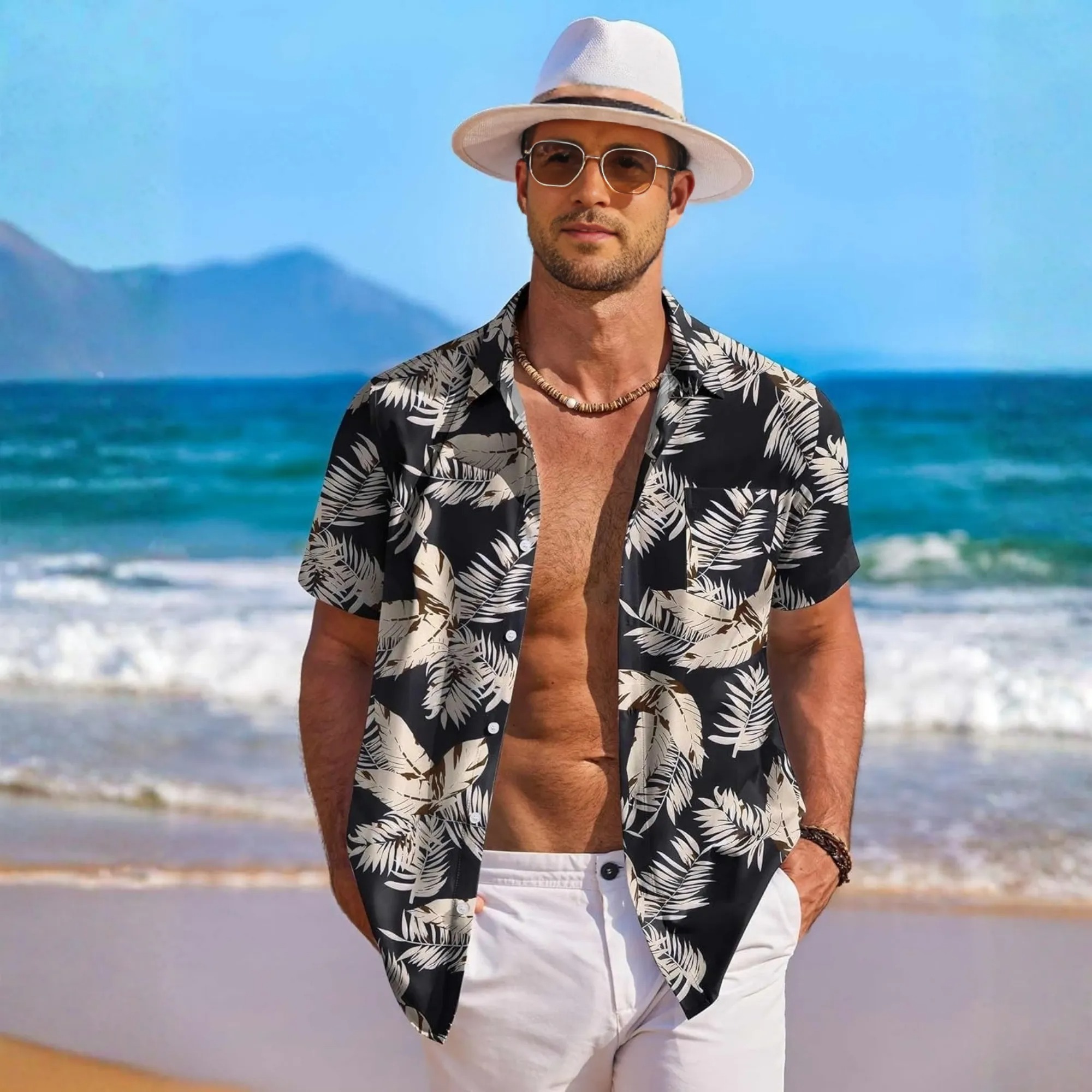 Floral Tropical Beach Short Sleeve Short Shirt 