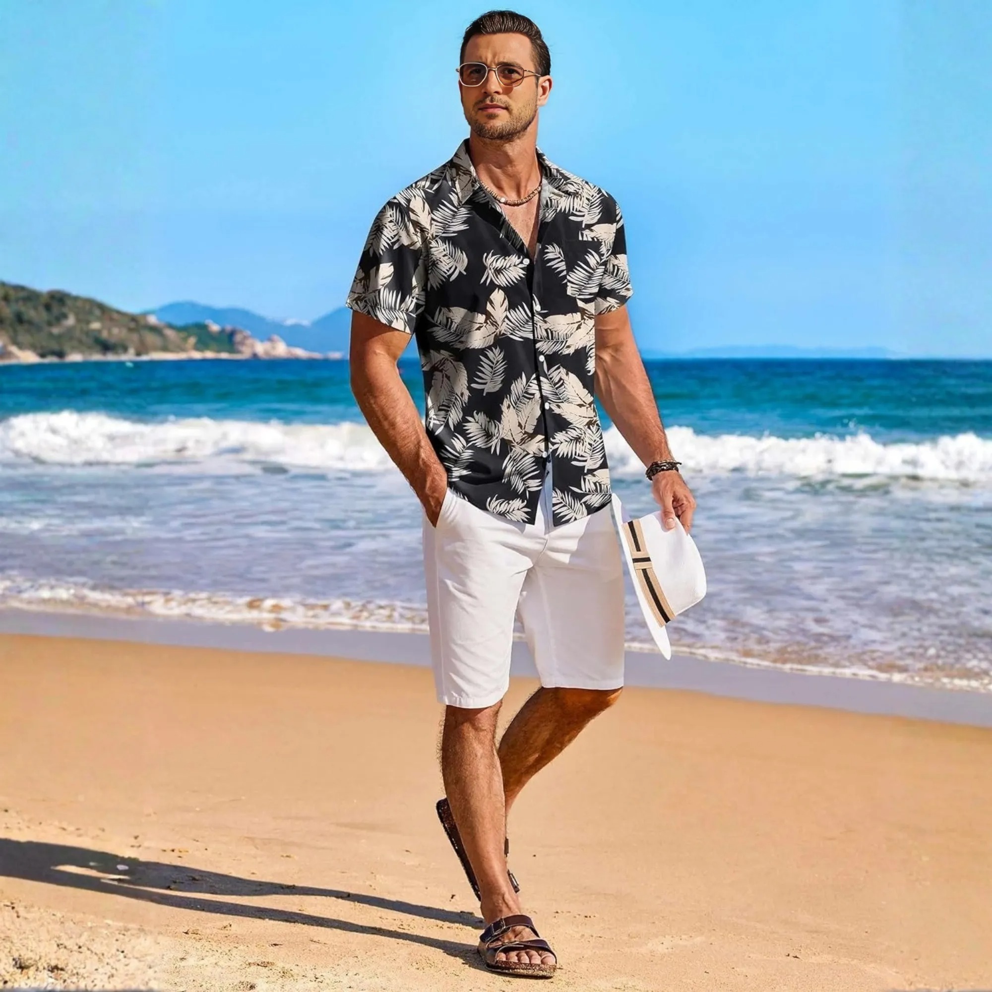 Floral Tropical Beach Short Sleeve Short Shirt 