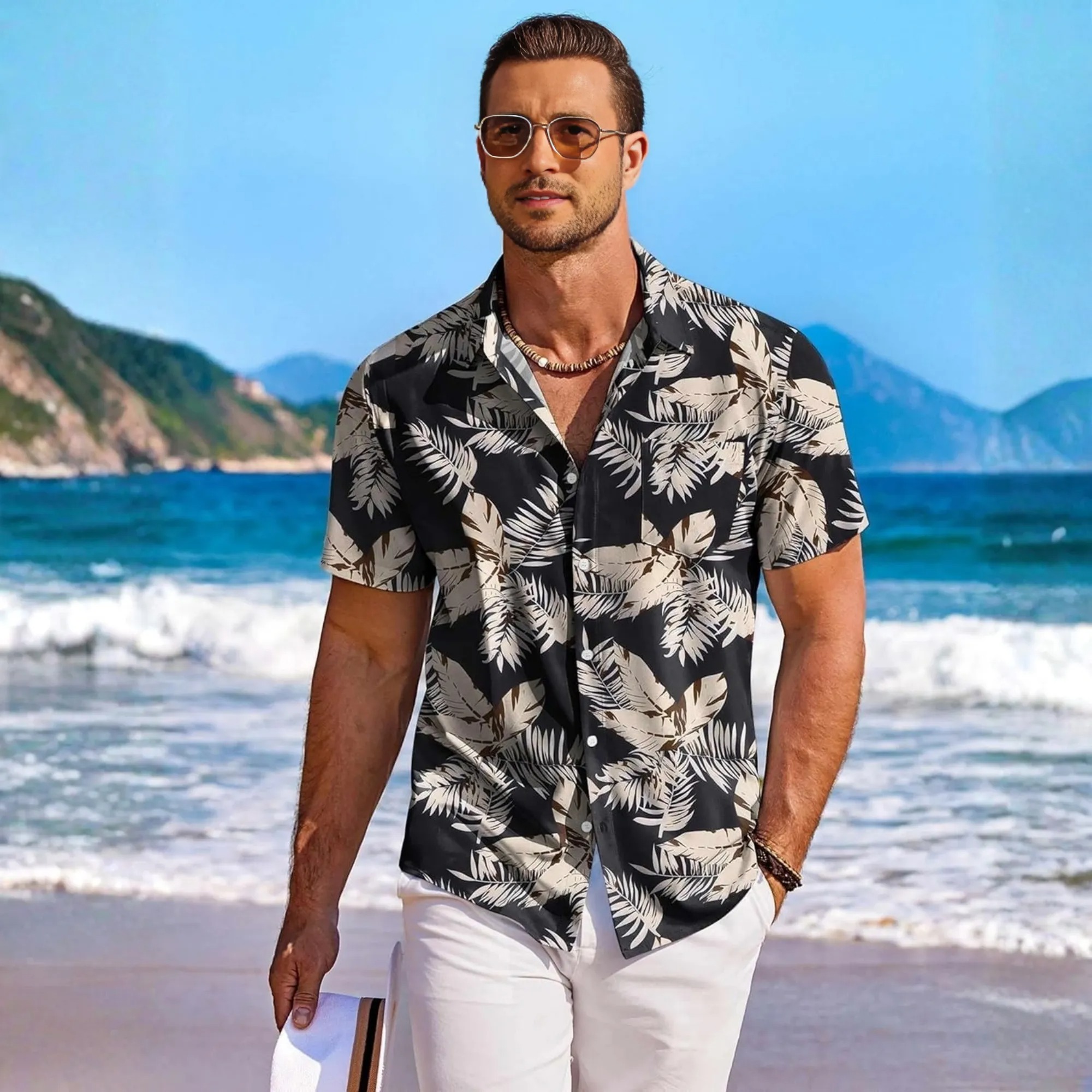 Floral Tropical Beach Short Sleeve Short Shirt 