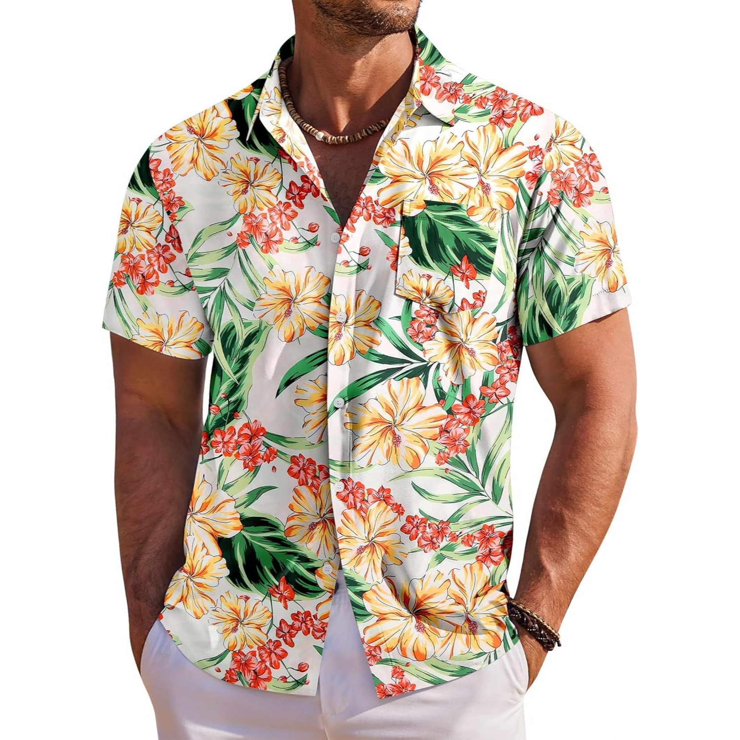 Floral Tropical Beach Short Sleeve Short Shirt 