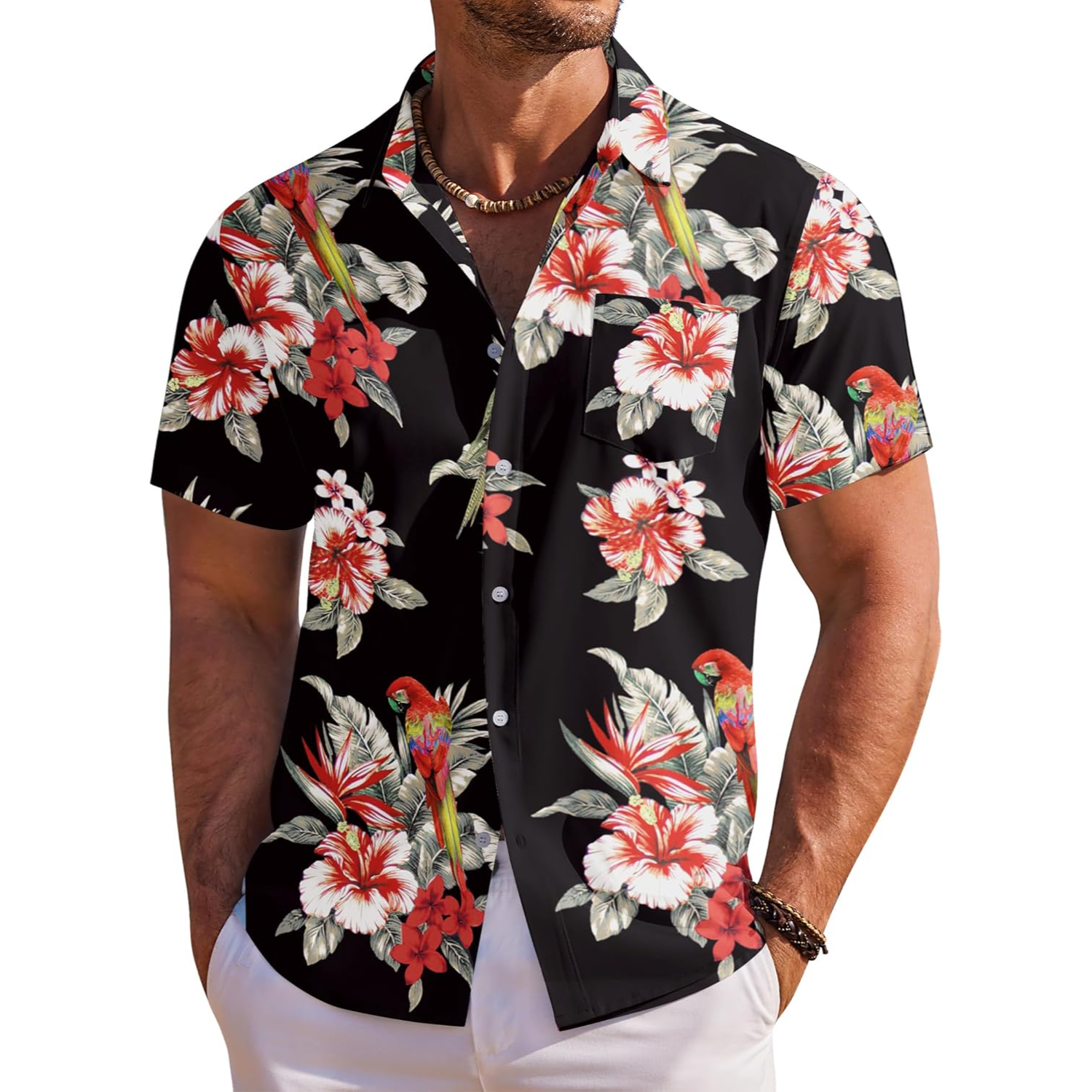 Floral Tropical Beach Short Sleeve Short Shirt 