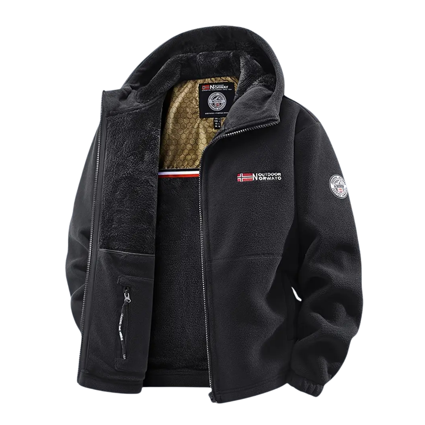 Full Zip Thermal Fleece Jacket With Pockets For Men