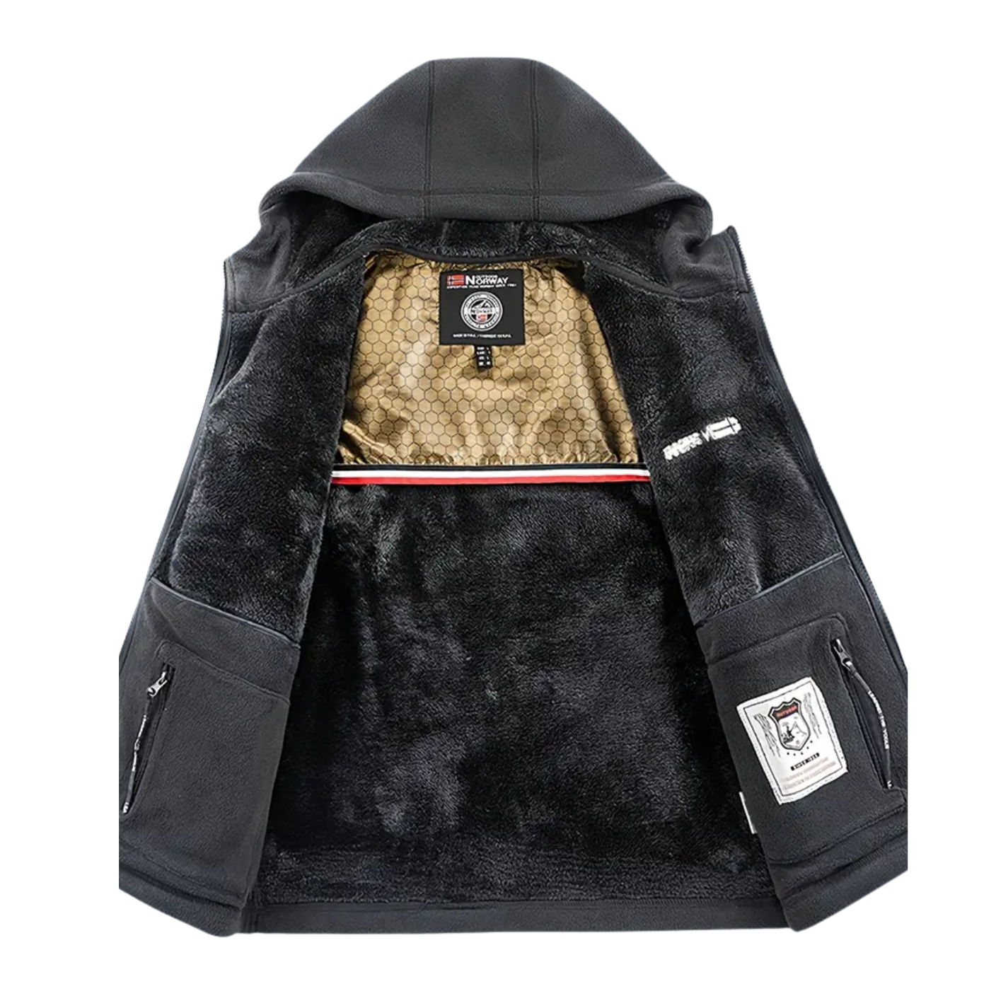 Full Zip Thermal Fleece Jacket With Packets For Men