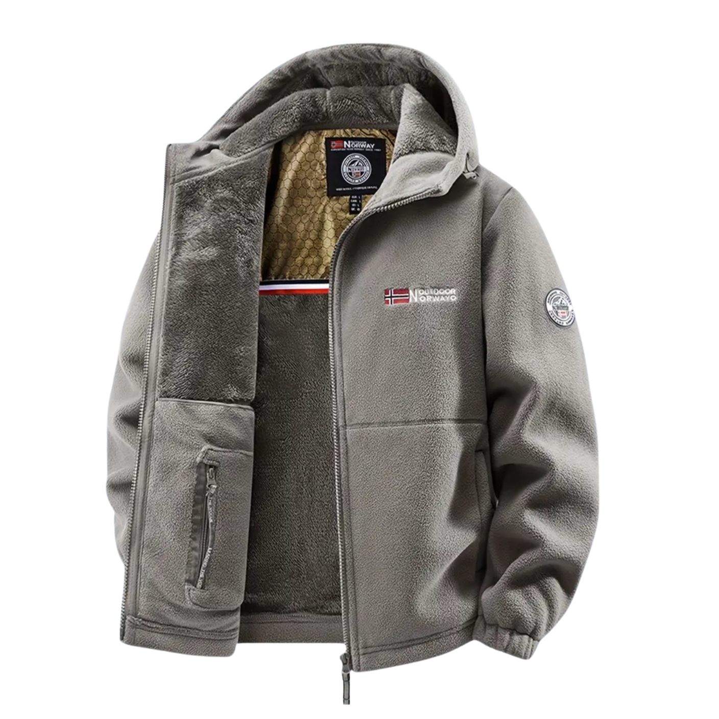 Full Zip Thermal Fleece Jacket With Packets For Men