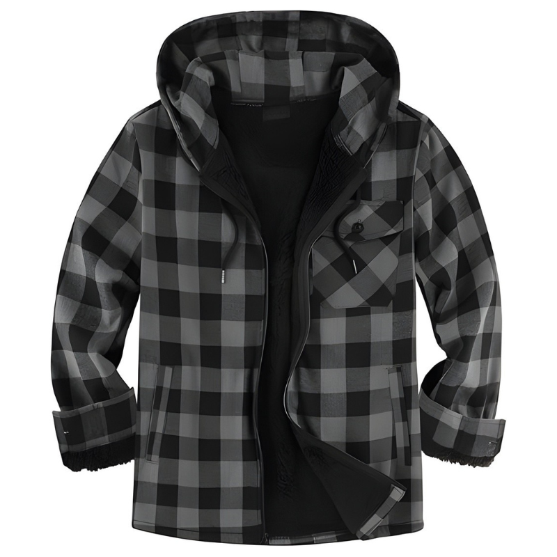 Men Flannel Plaid Jacket Warm Sherpa Lined Fleece Hoodies for Men Zip Up Thick Jackets Winter Coat with Pocket