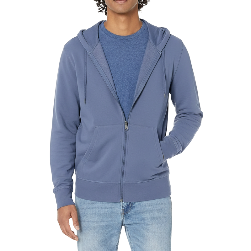 Men Lightweight French Terry Full-Zip Hooded Sweatshirt