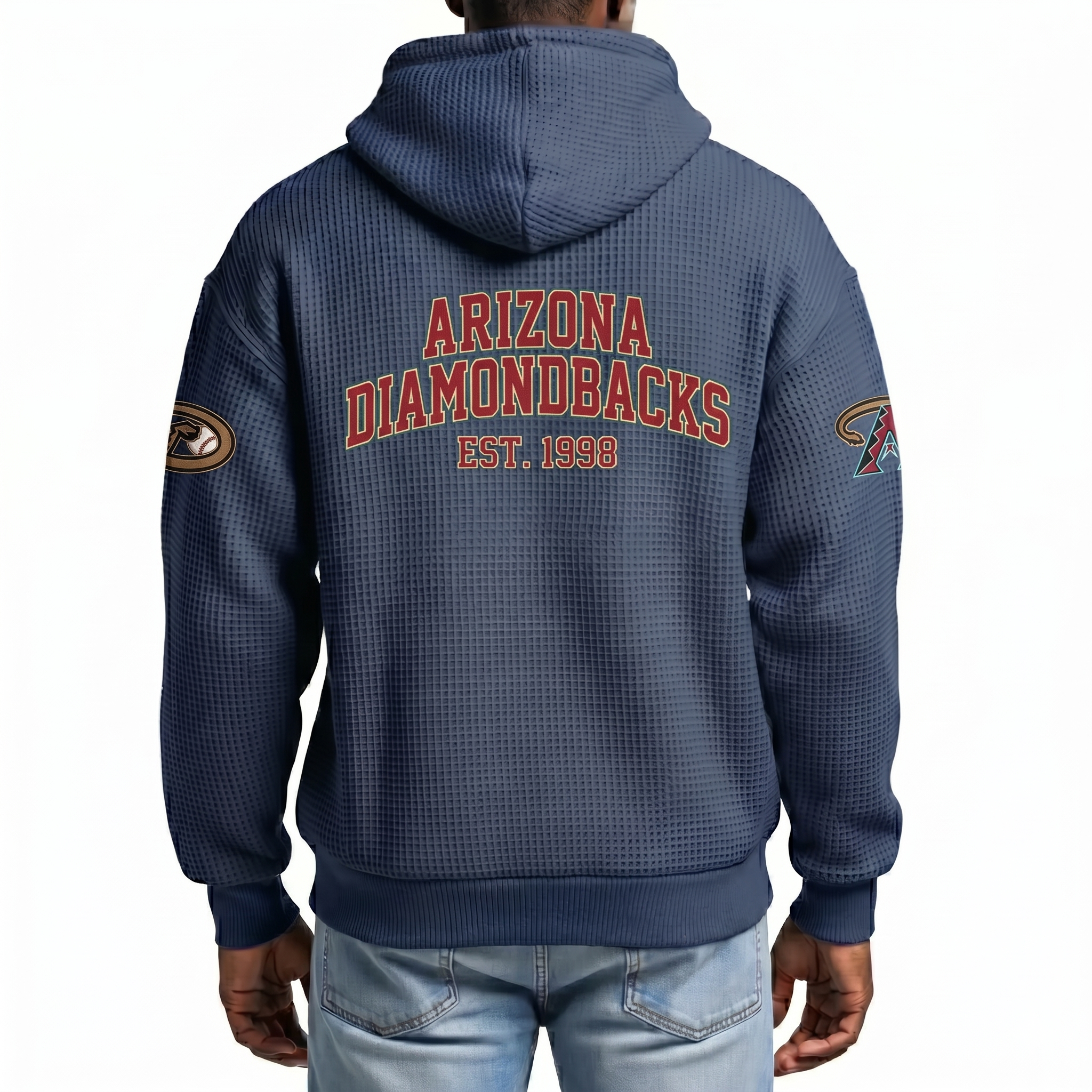 Arizona Diamondbacks EST 1998 Printed Waffle Quarter Zip Baseball Fan Hoodie