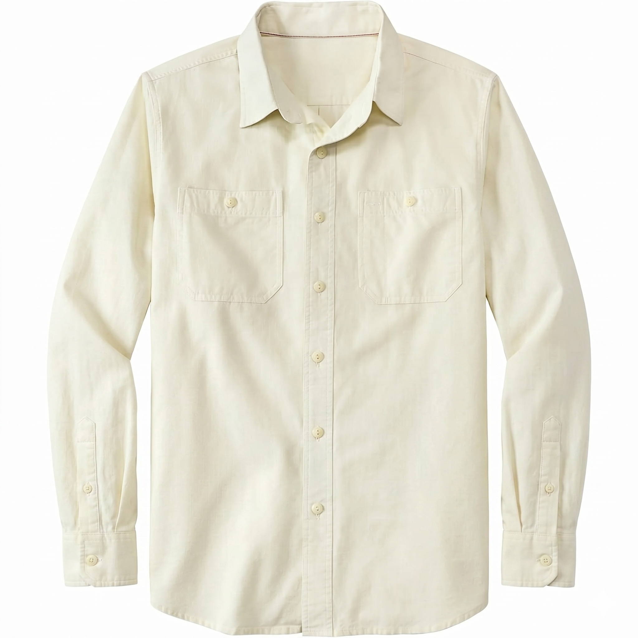 Long Sleeve Button Up Work Shirt With Pockets For Men