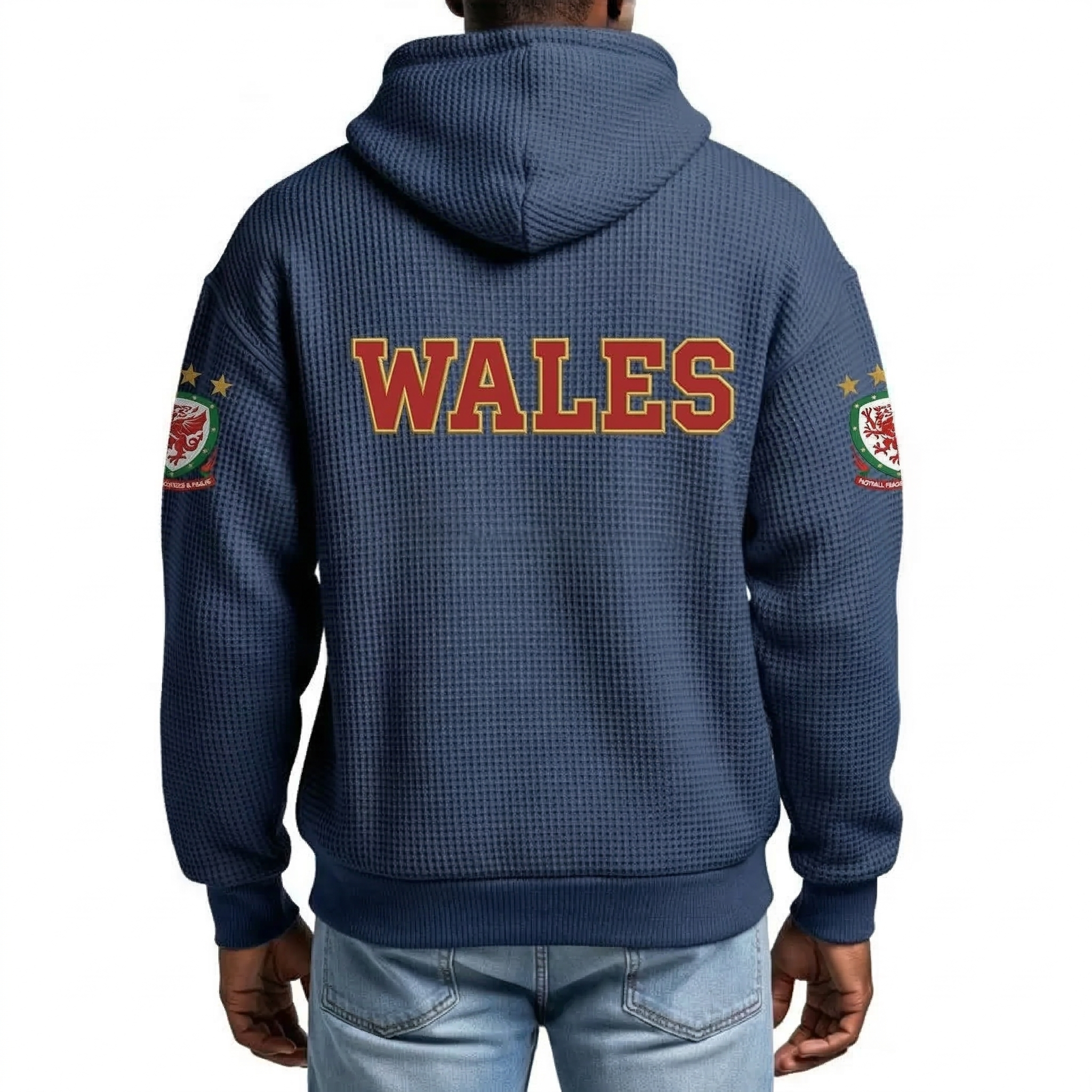 FIFA 2026 Wales Printed Waffle Quarter Zip Football Fan Hoodie