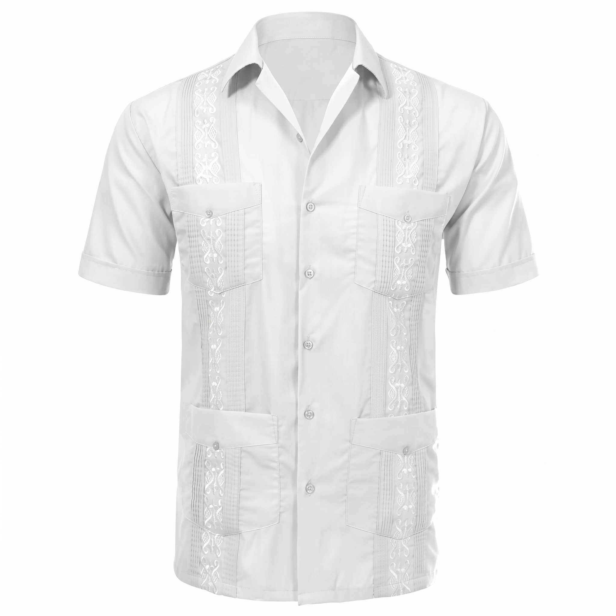 Short Sleeve Button Down Cuban Guayabera Shirt For Men