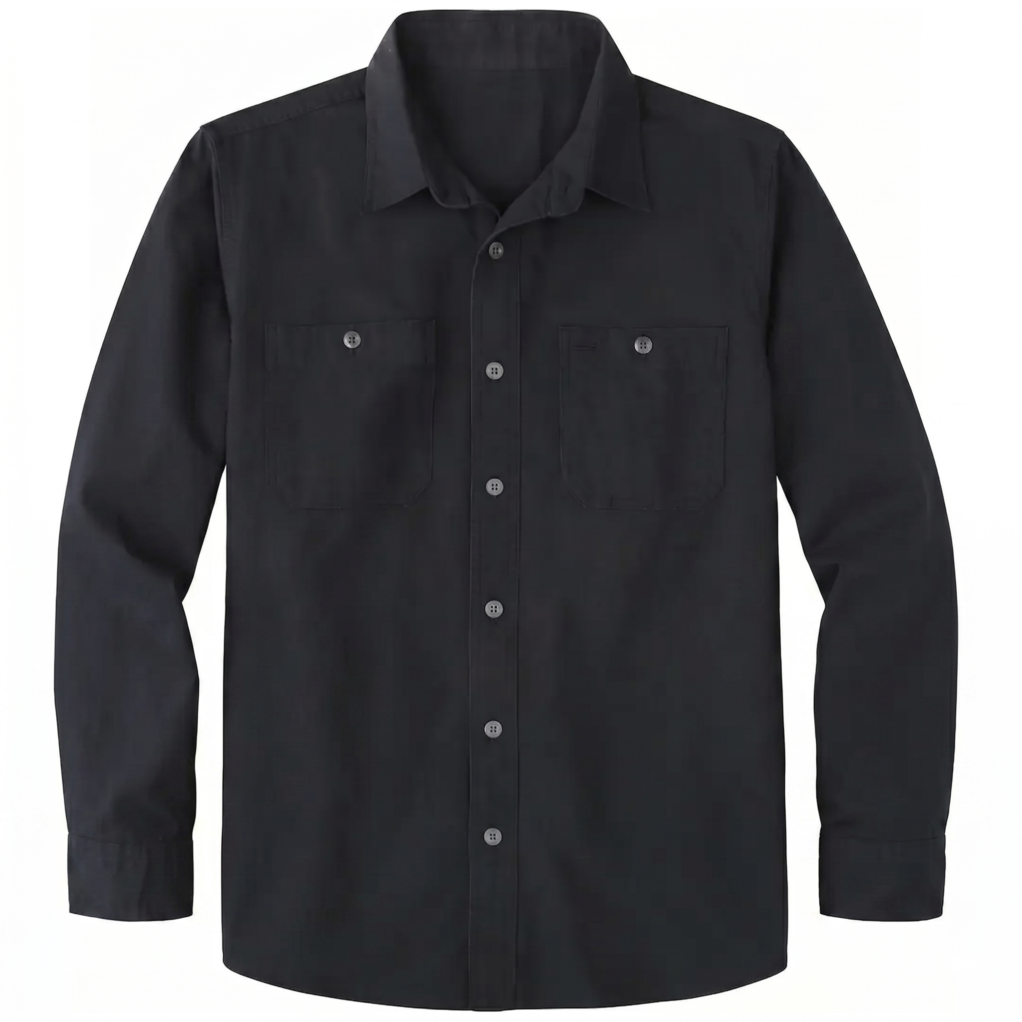 Long Sleeve Button Up Work Shirt With Pockets For Men