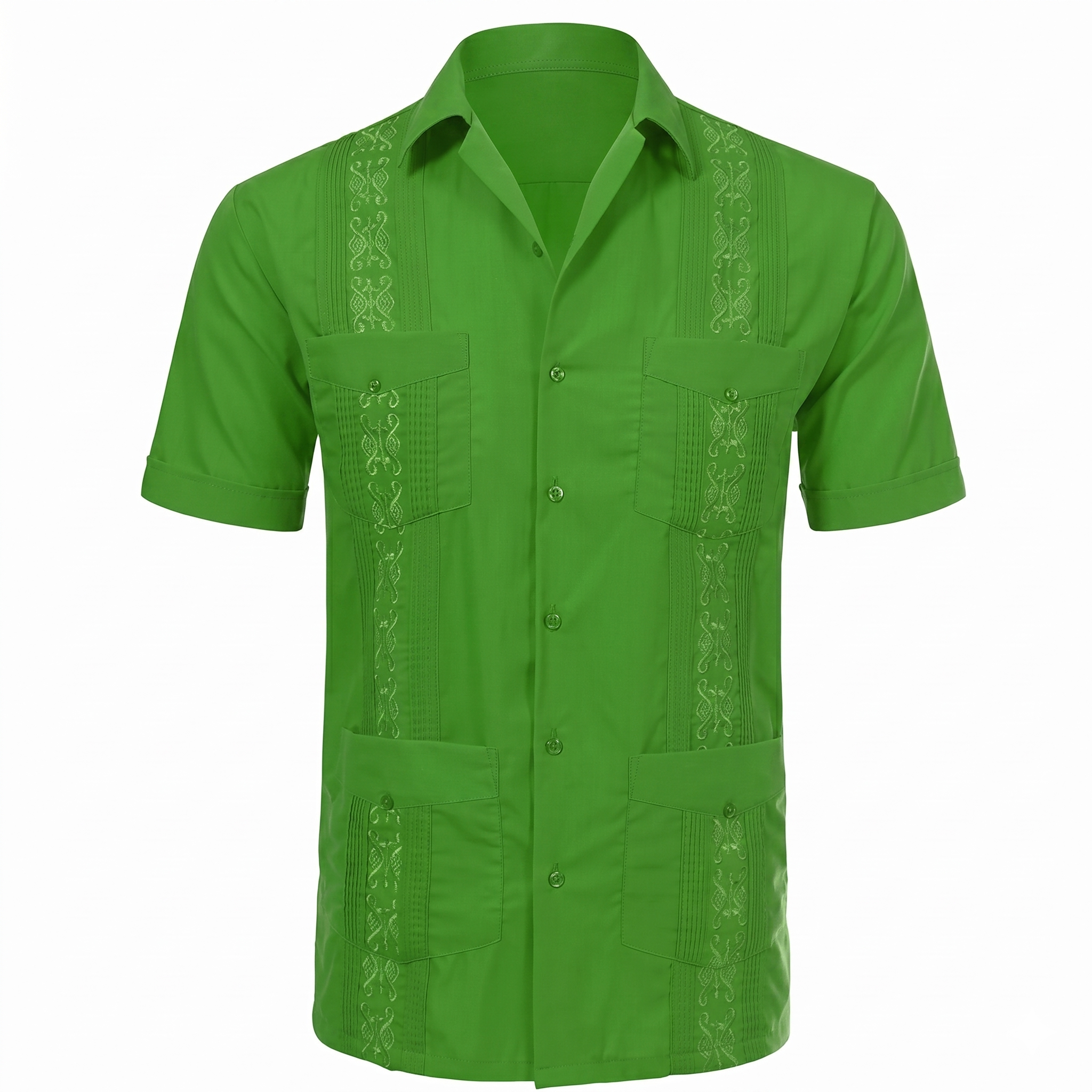 Short Sleeve Button Down Cuban Guayabera Shirt For Men