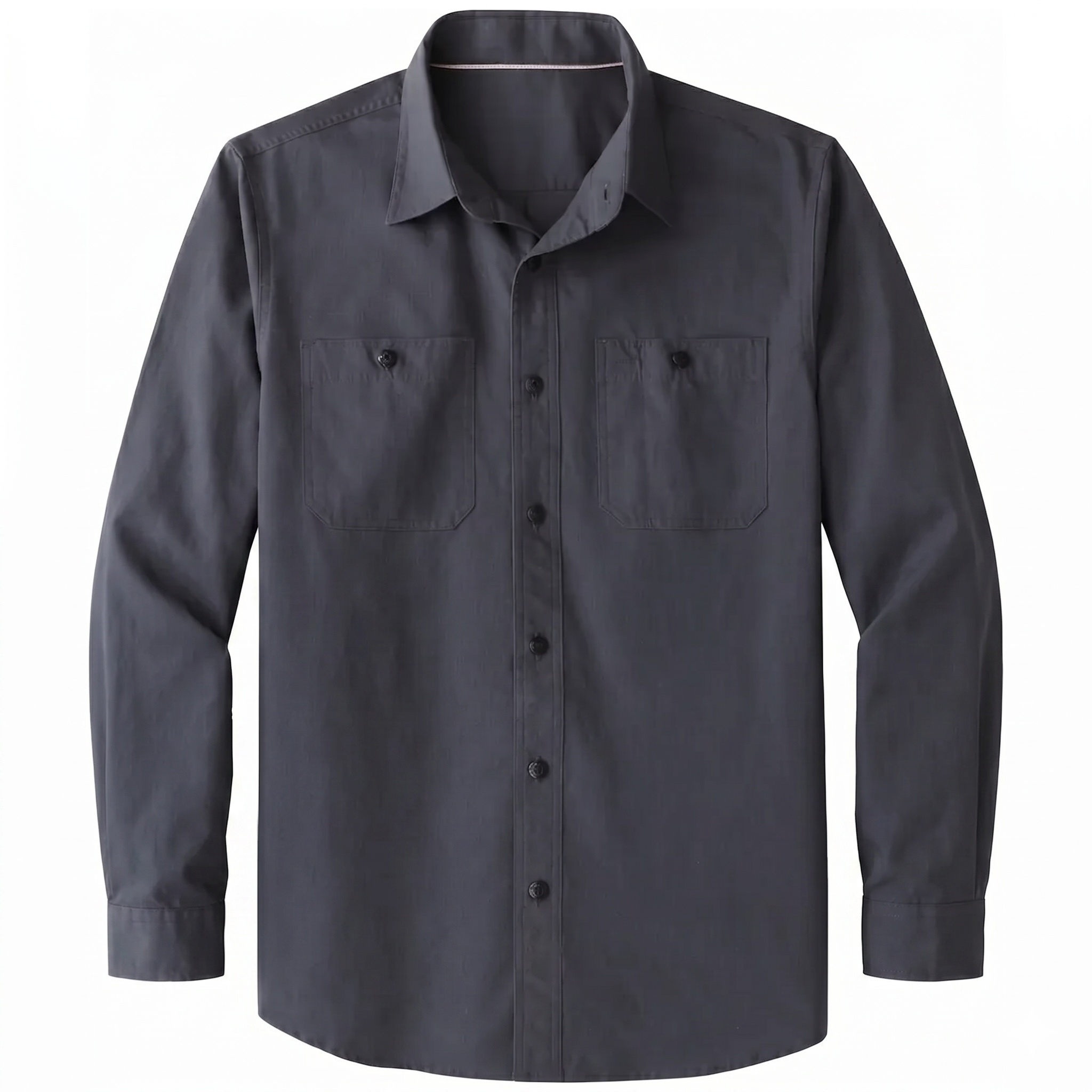 Long Sleeve Button Up Work Shirt With Pockets For Men