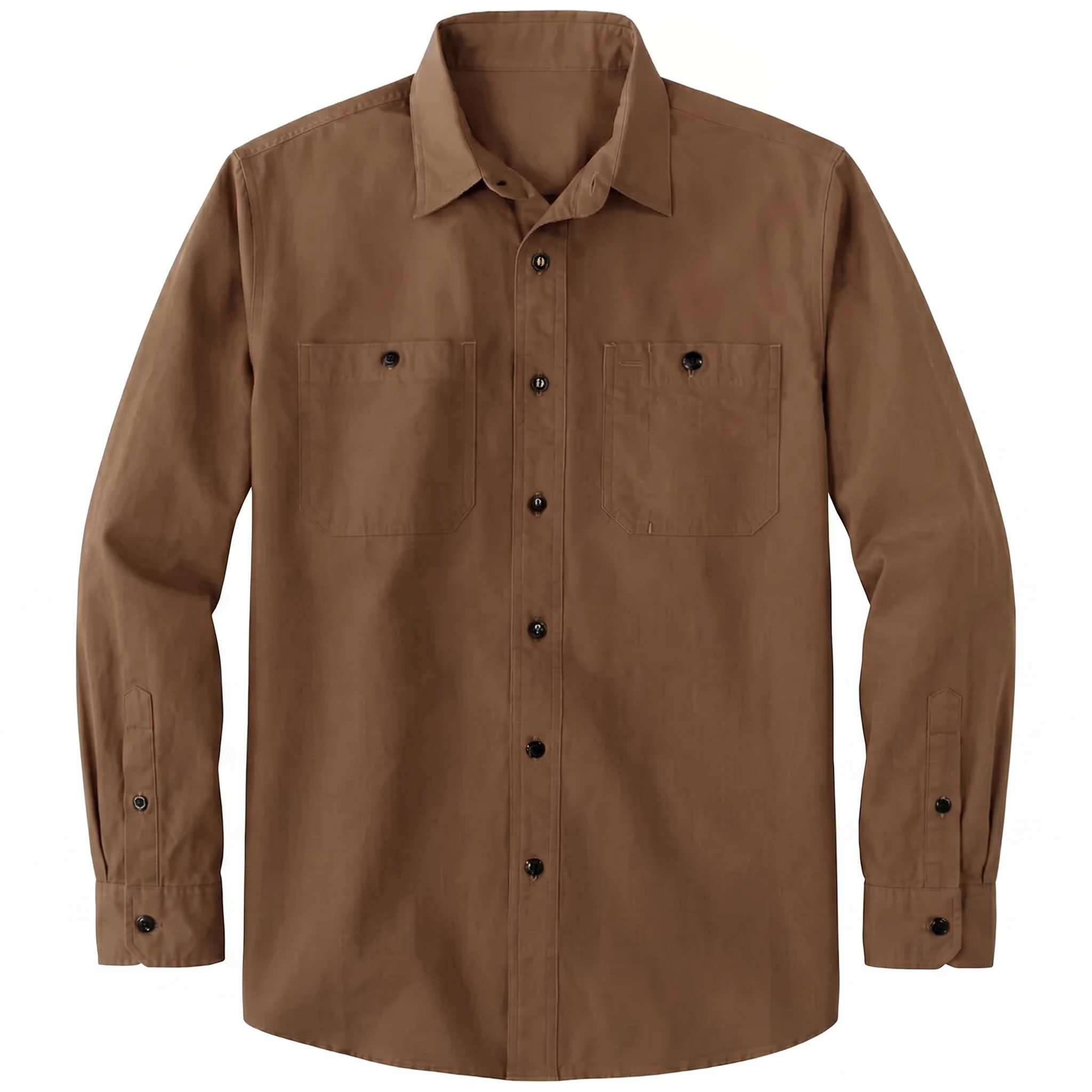 Long Sleeve Button Up Work Shirt With Pockets For Men
