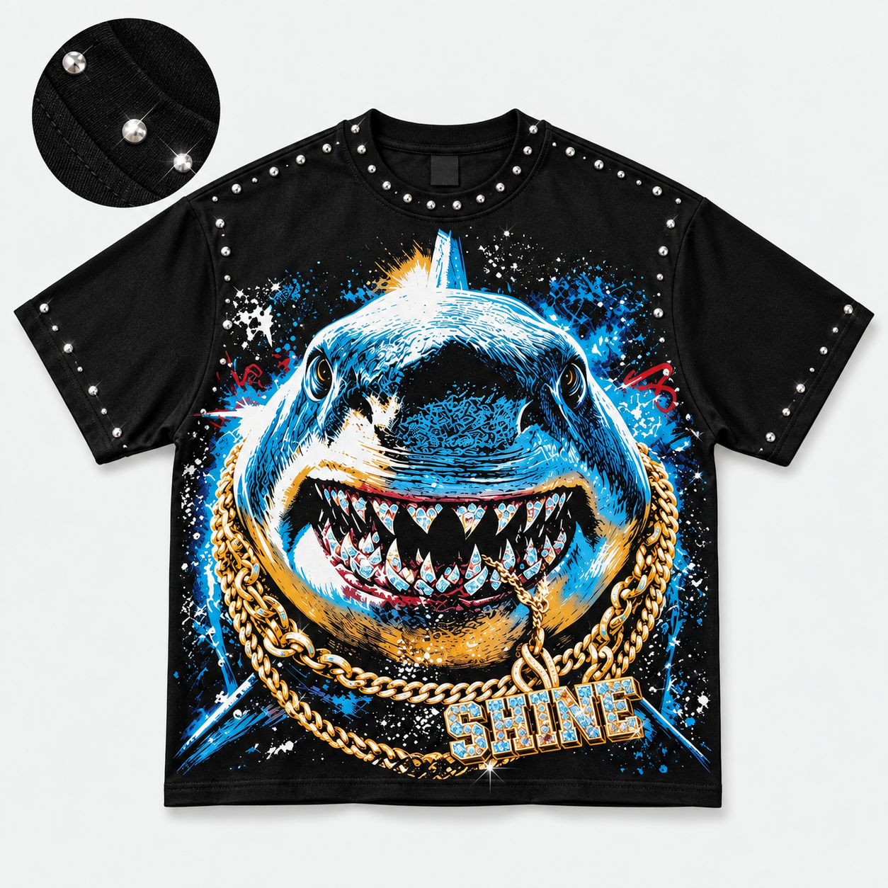 Graphic Print Rhinestone Decor Casual Summer T Shirt For Men And Women