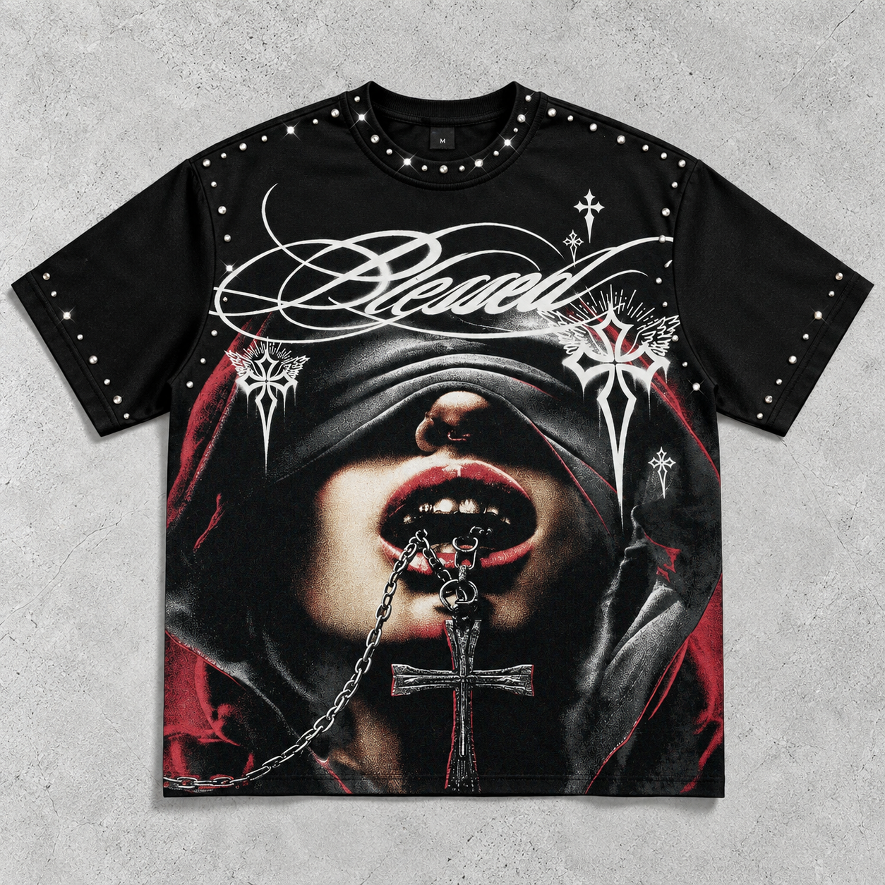 Graphic Print Rhinestone Decor Casual Summer T Shirt For Men And Women