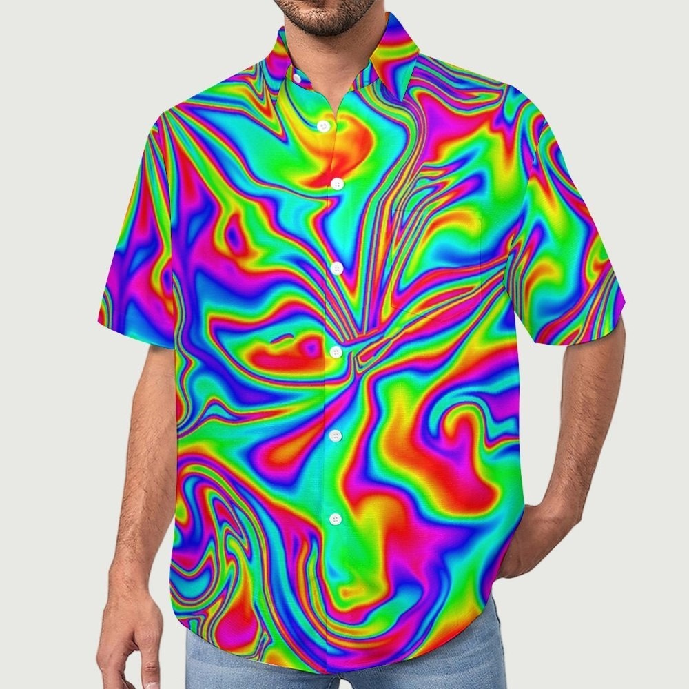 Hawaiian Abstract Print Resort Shirt