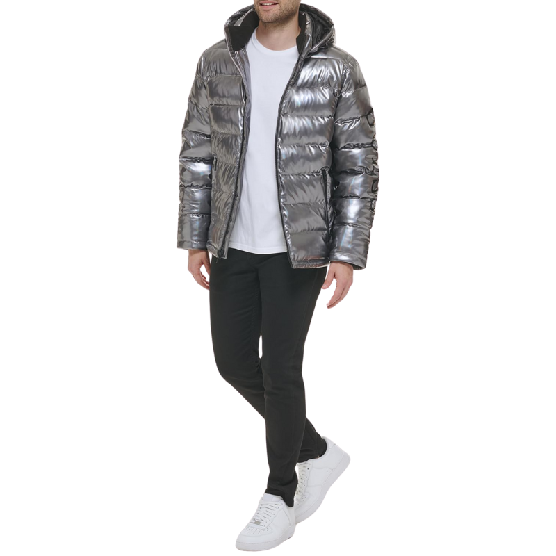 Holographic Hooded Puffer Jacket