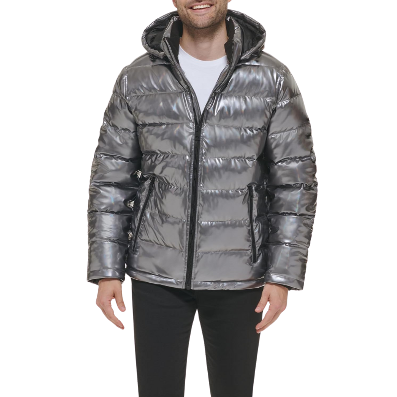 Holographic Hooded Puffer Jacket