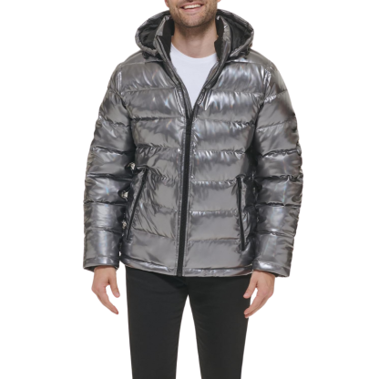 Holographic Hooded Puffer Jacket