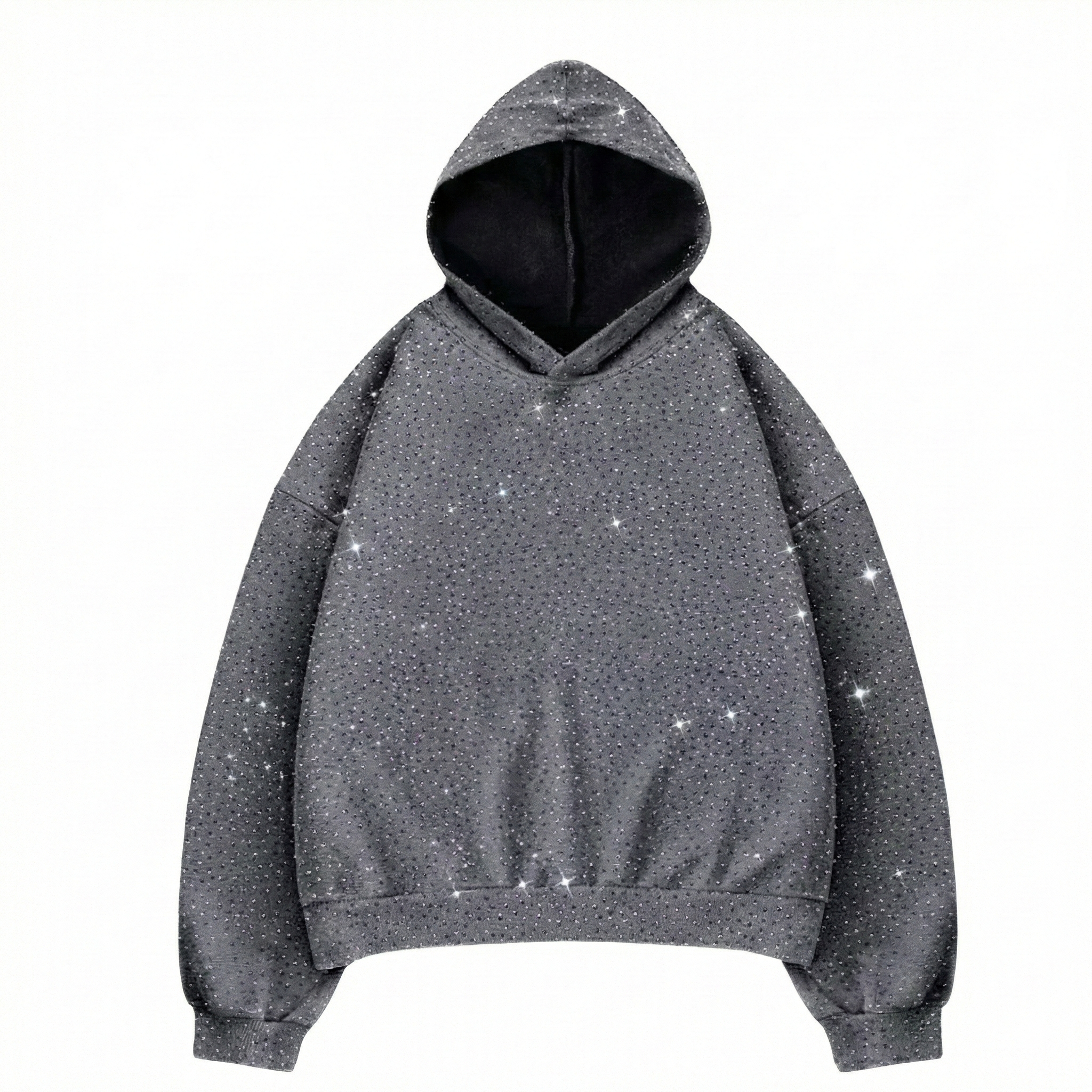 Oversized Long Sleeve Hoodie With Glitter For Men