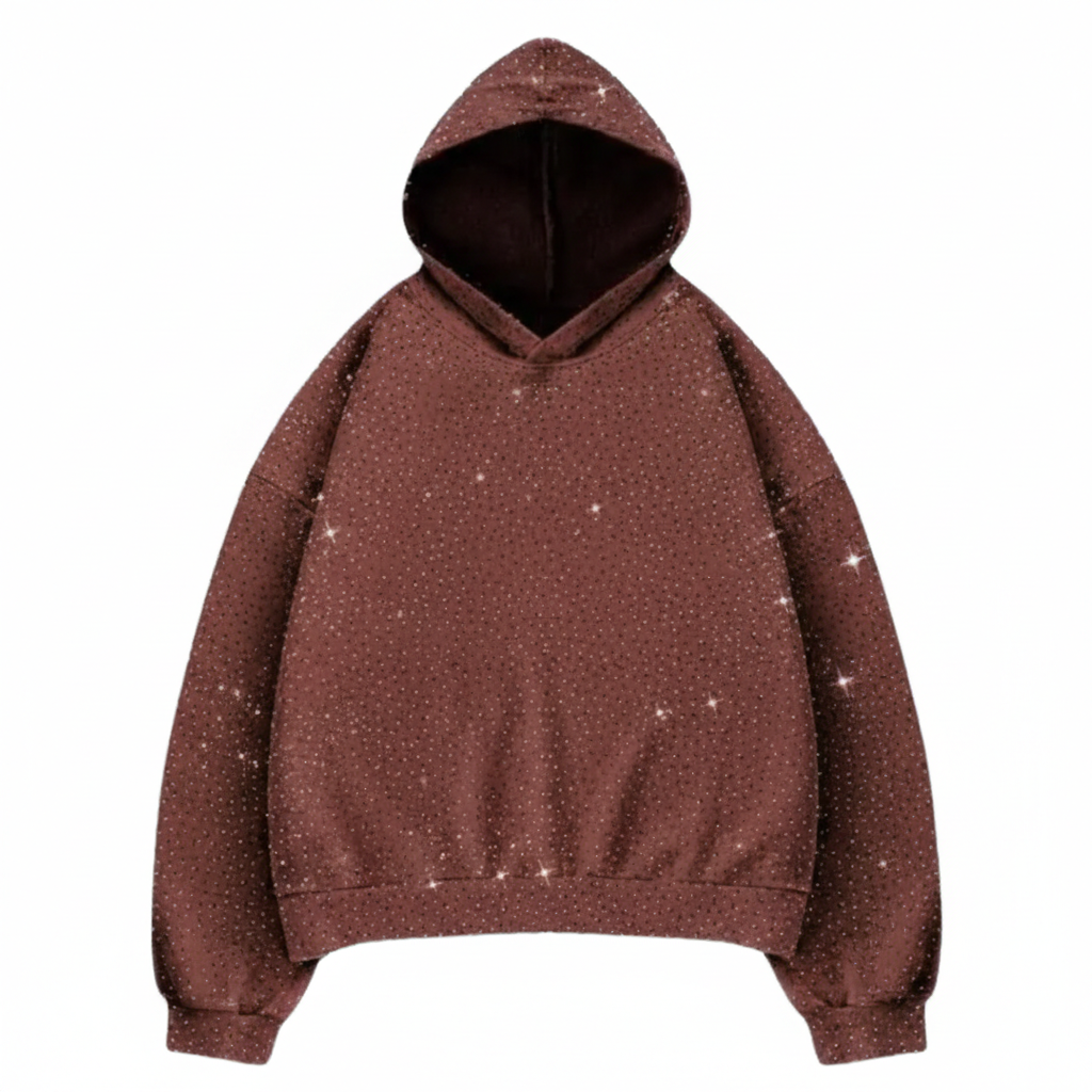 Oversized Long Sleeve Hoodie With Glitter For Men