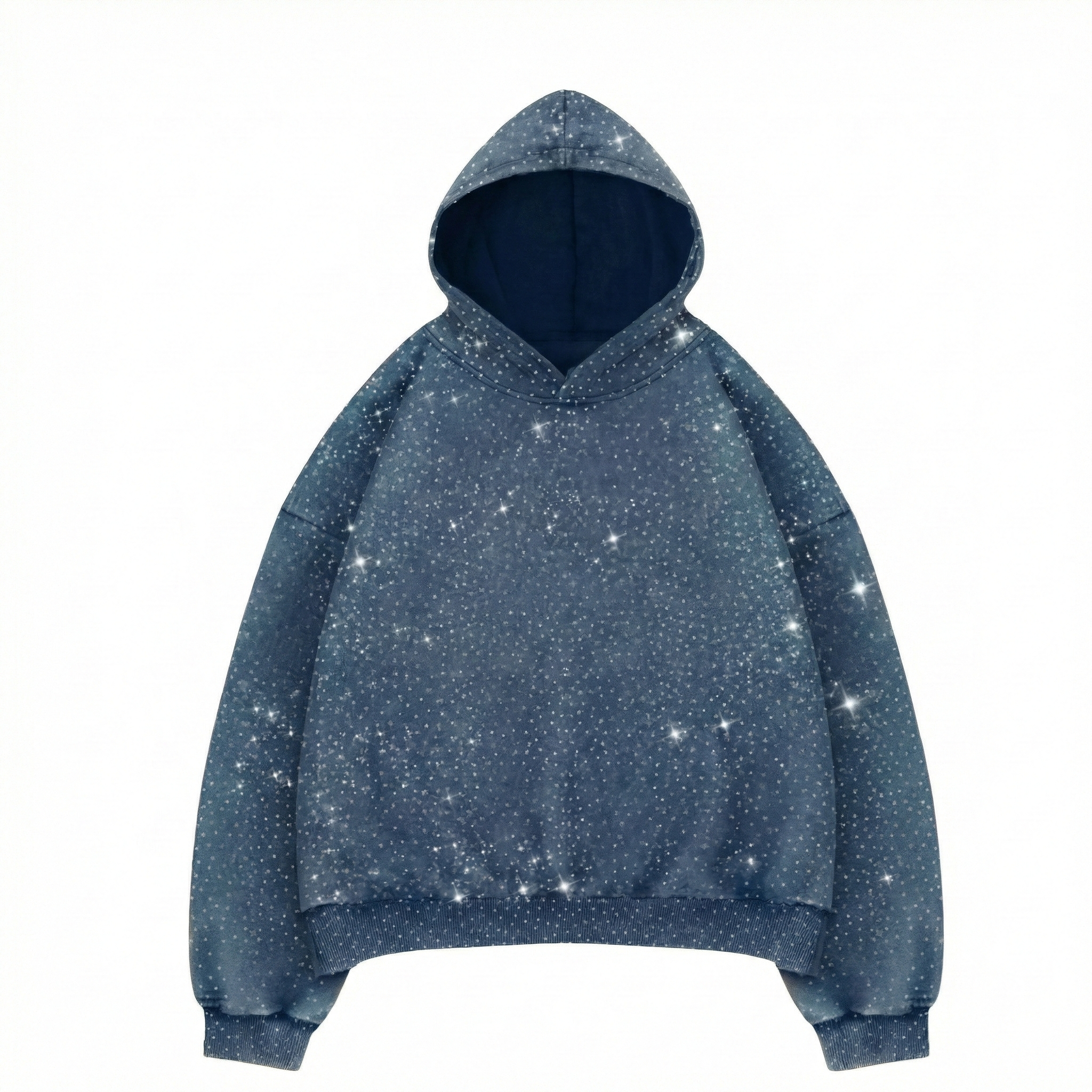 Oversized Long Sleeve Hoodie With Glitter For Men