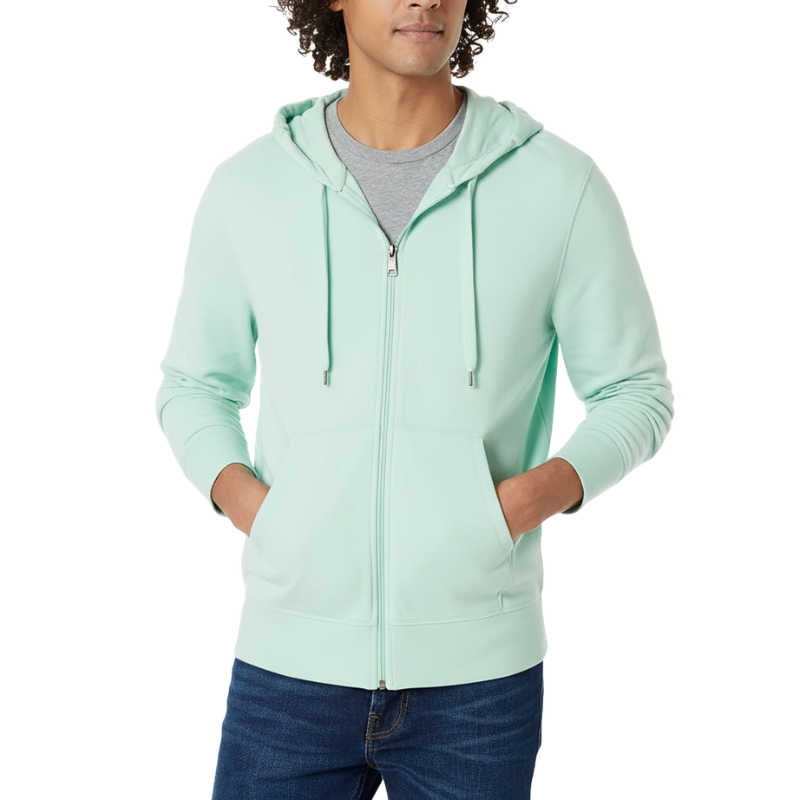 Men Lightweight French Terry Full-Zip Hooded Sweatshirt