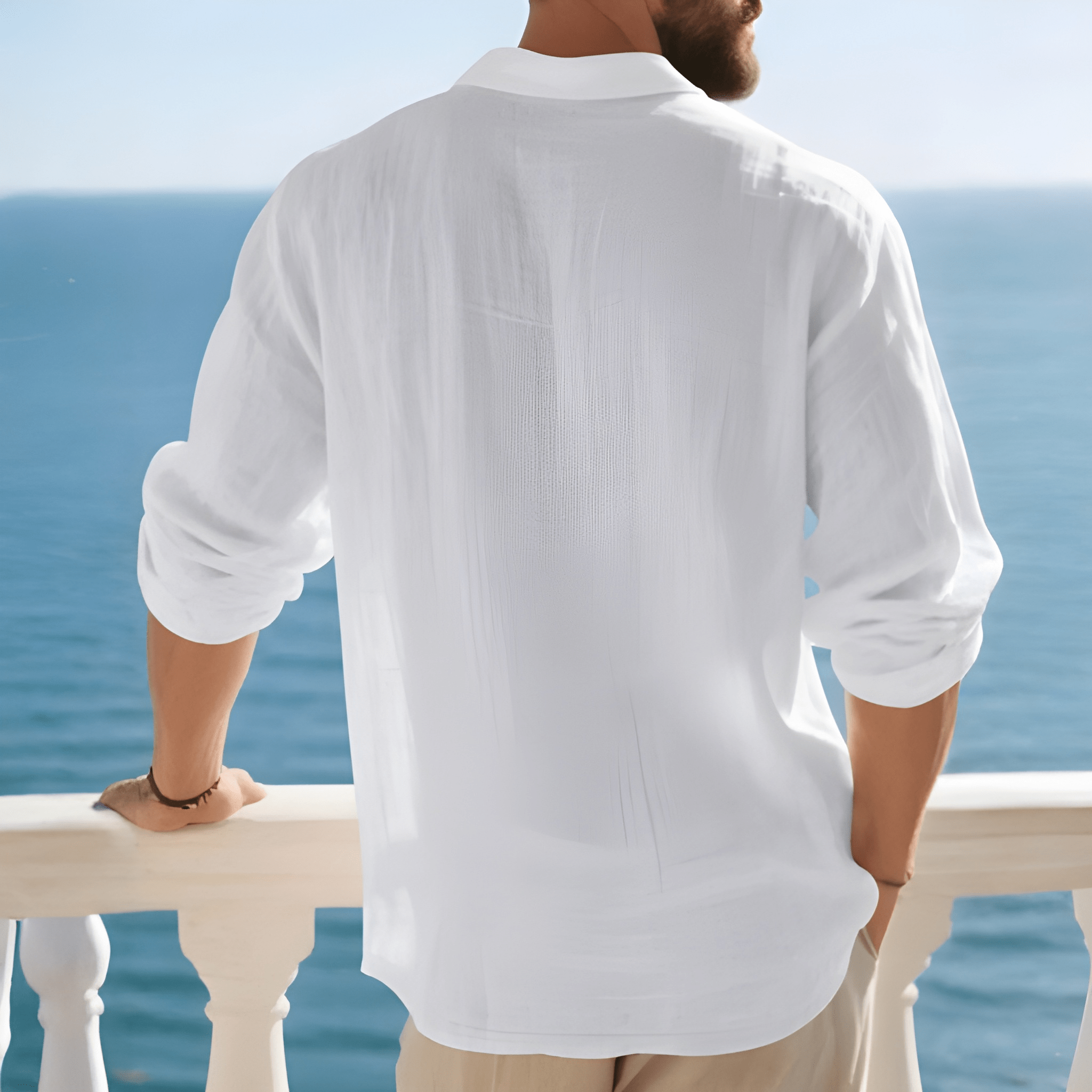 Lightweight Loose Fit Half Placket Long Sleeve Polo Shirt For Men