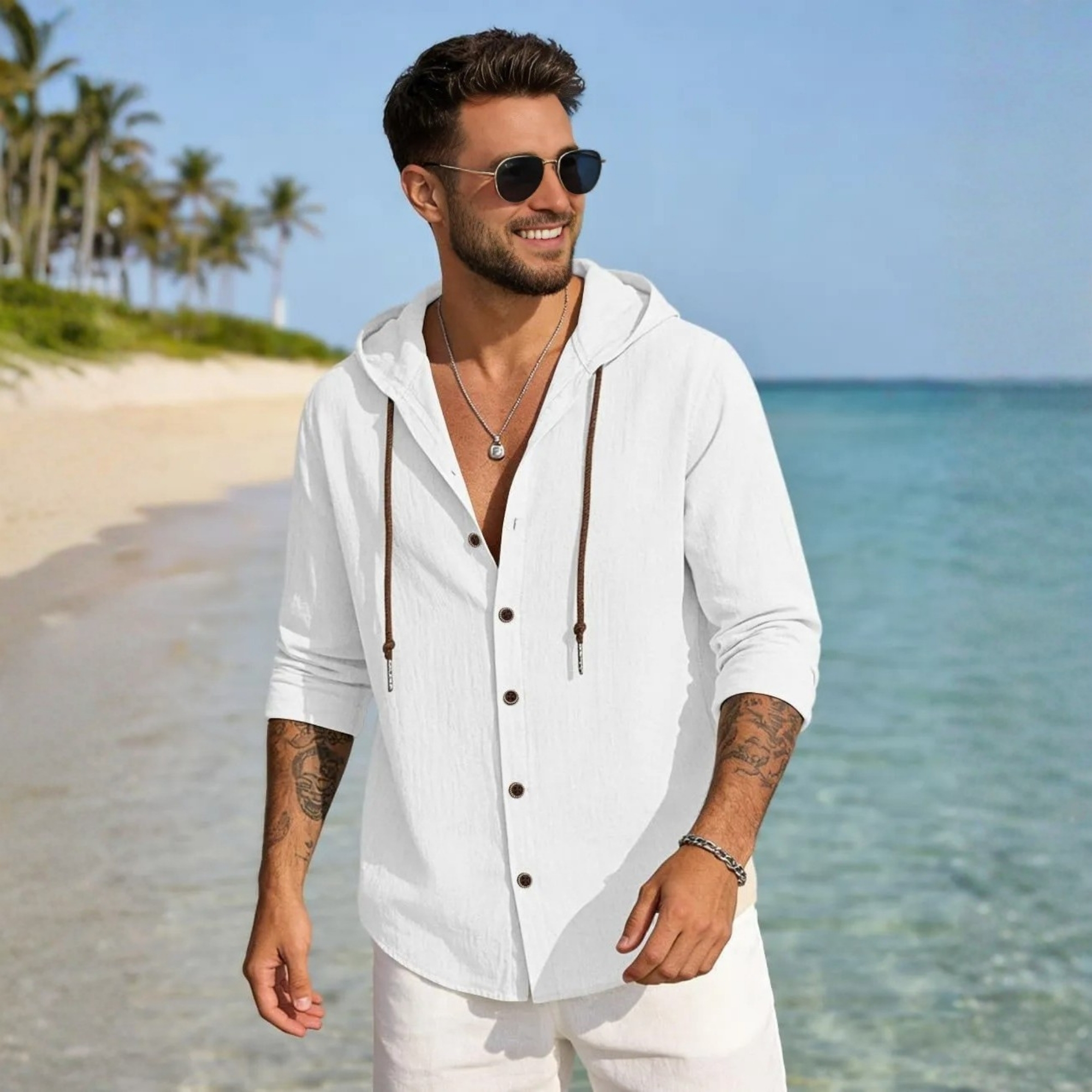 Lightweight Summer Style Casual Linen Hoodie Shirt 