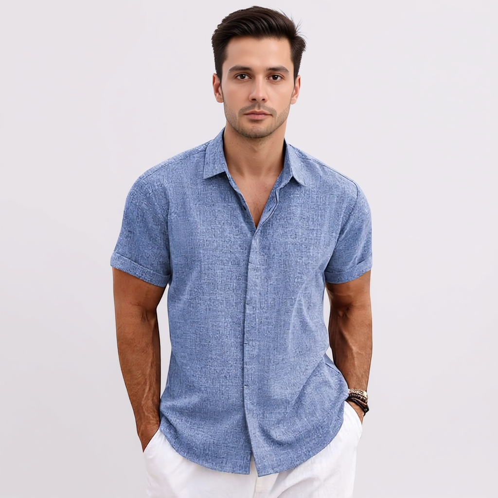 Linen Short Sleeve Casual Shirts For Men