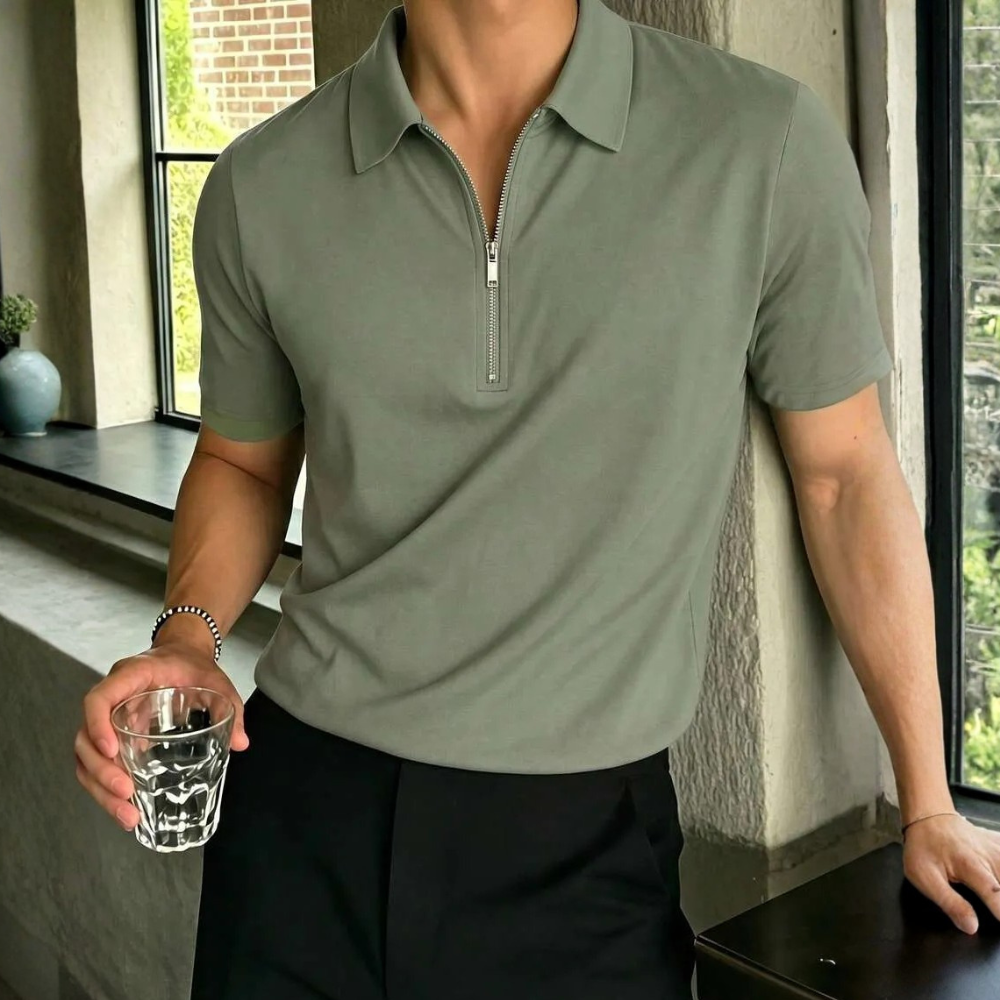 Half Placket Casual Commute Short Sleeve Polo Shirt